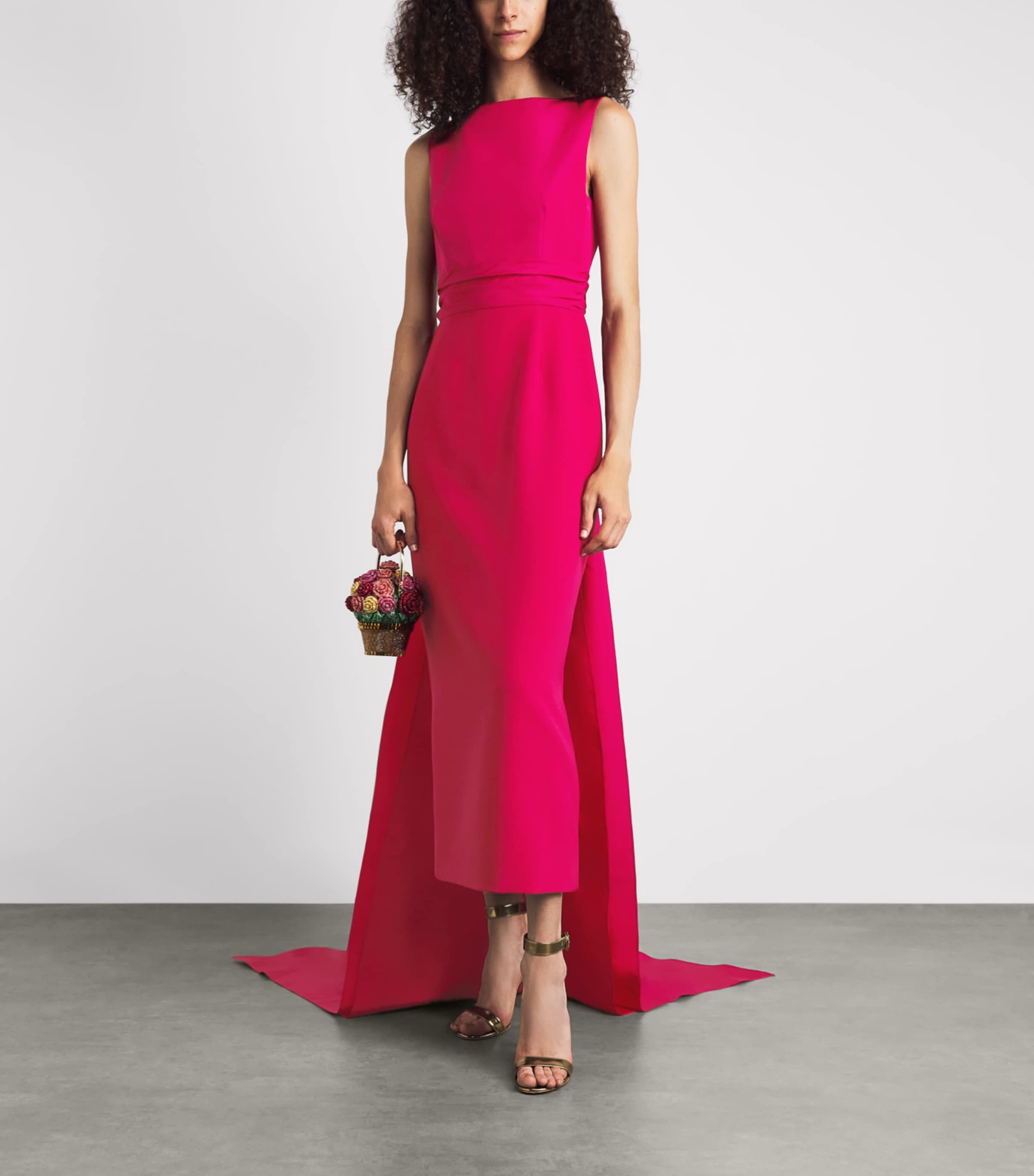 Carolina Herrera Womens Train Column Gown Cranberry Image 2