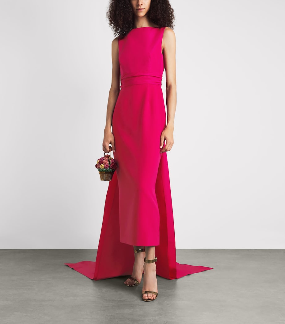 Carolina Herrera Womens Train Column Gown Cranberry Image 2