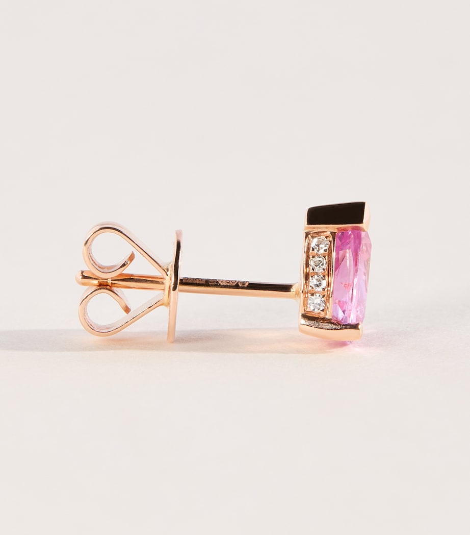 SHAY Rose Gold, Diamond and Sapphire Teardrop Halo Stud Earrings Rose Gold Image 3