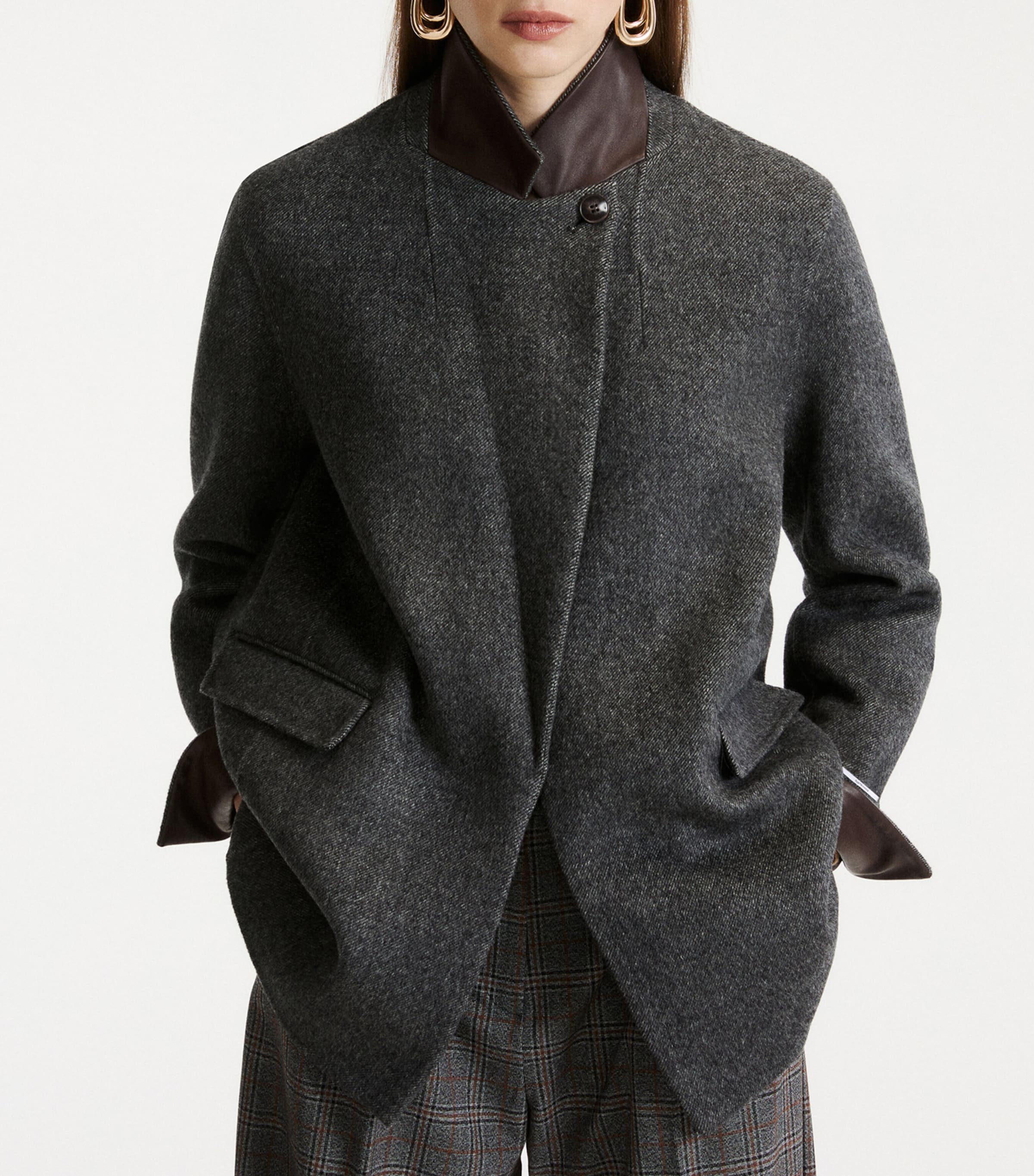 Marella Womens Wool Single-Breasted Blazer Melange Dark Grey Image 5