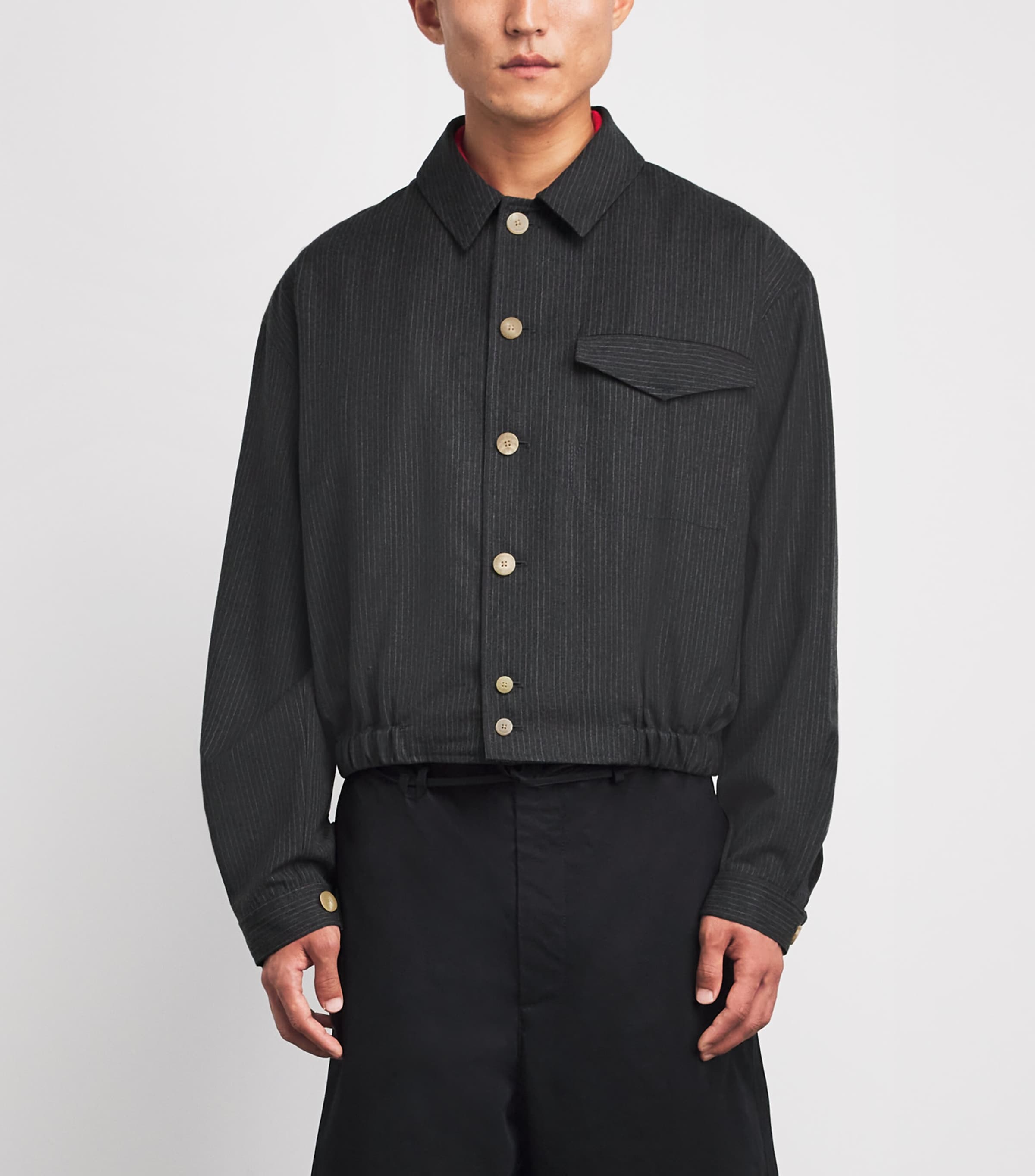 Jacquemus Mens Wool Cubano Overshirt Dark Grey Image 4