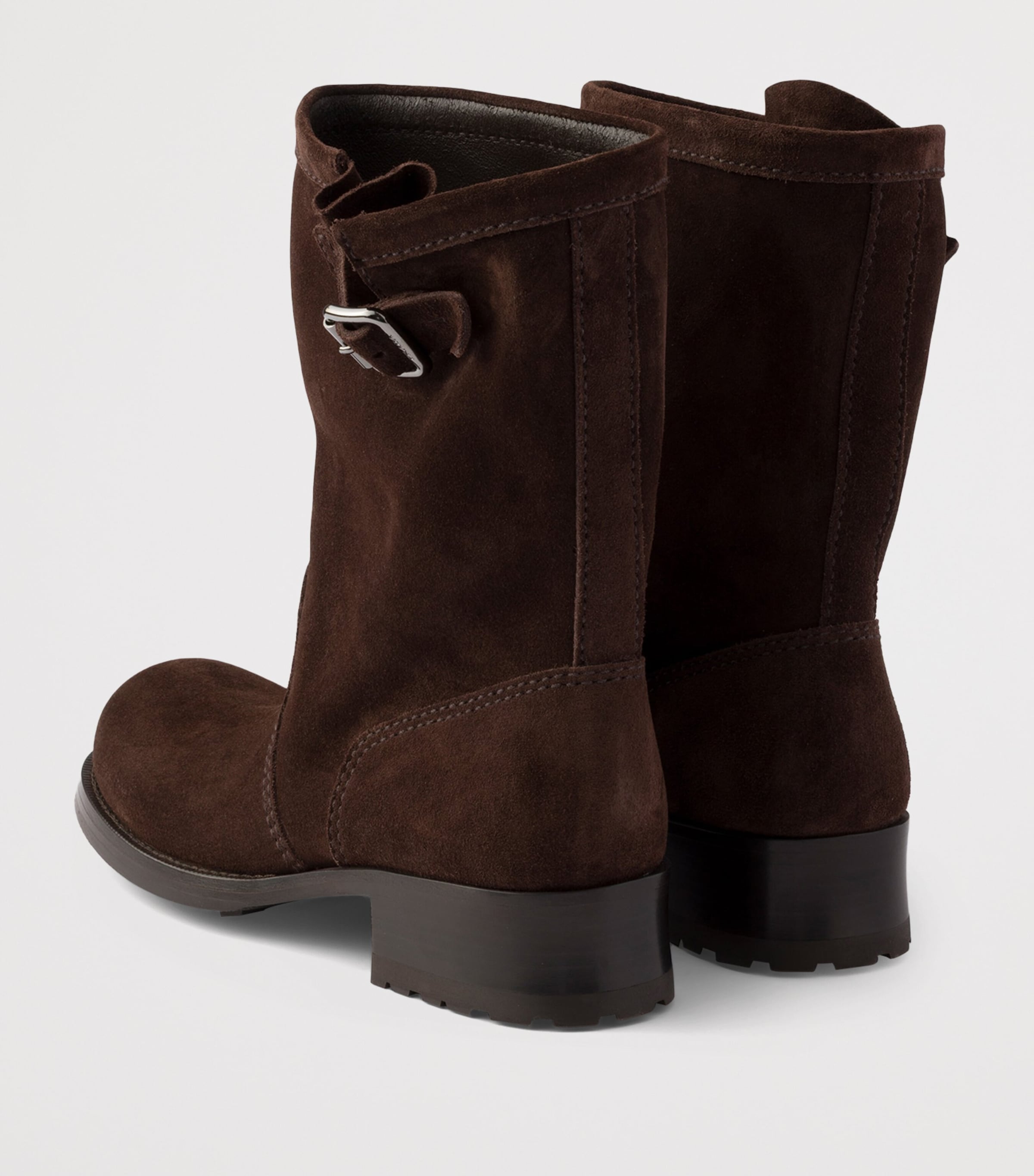 Prada Womens Suede Biker Boots Brown Image 4