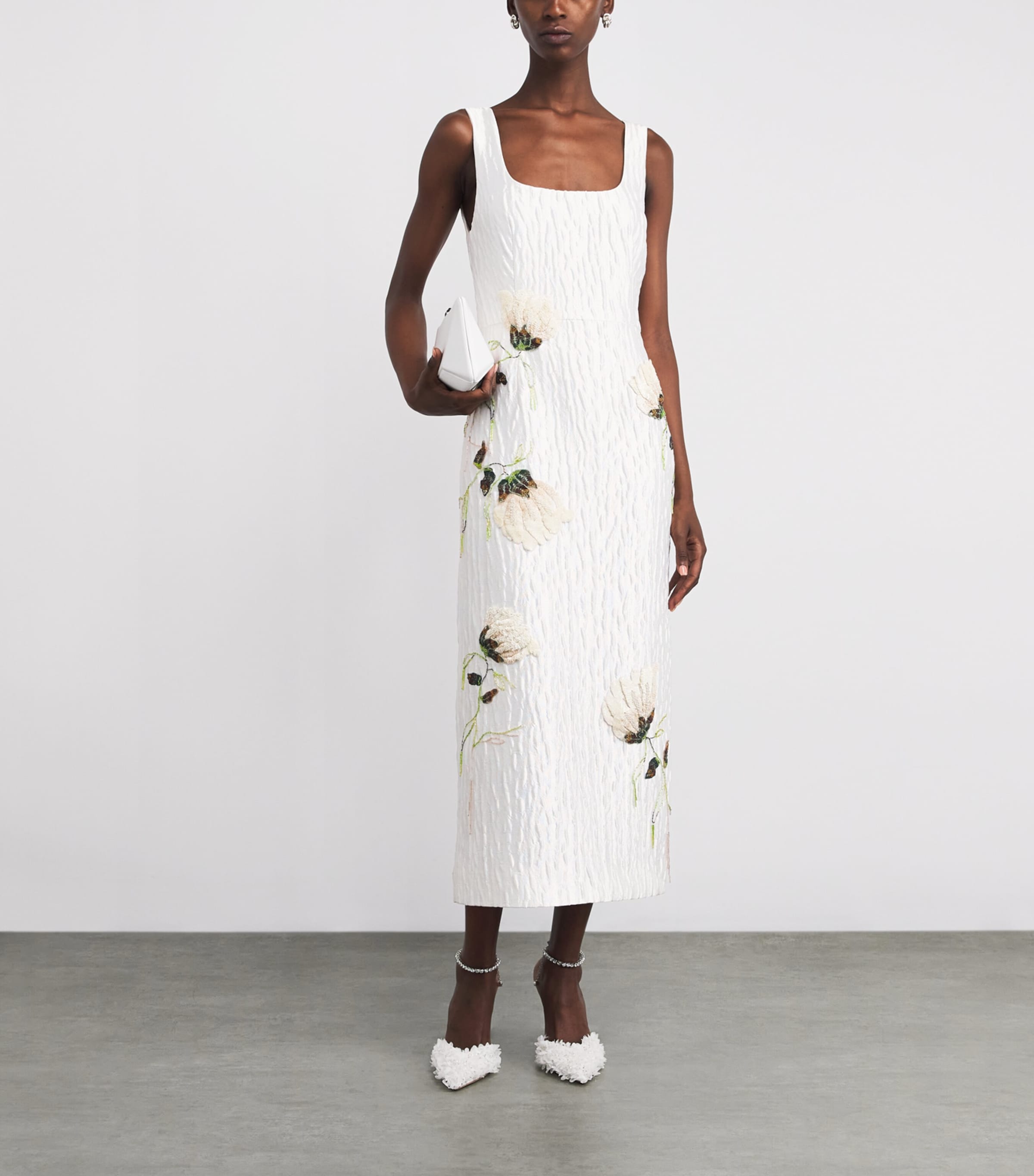 Floral Jacquard Lilibeth Midi Dress WHITE Image 2