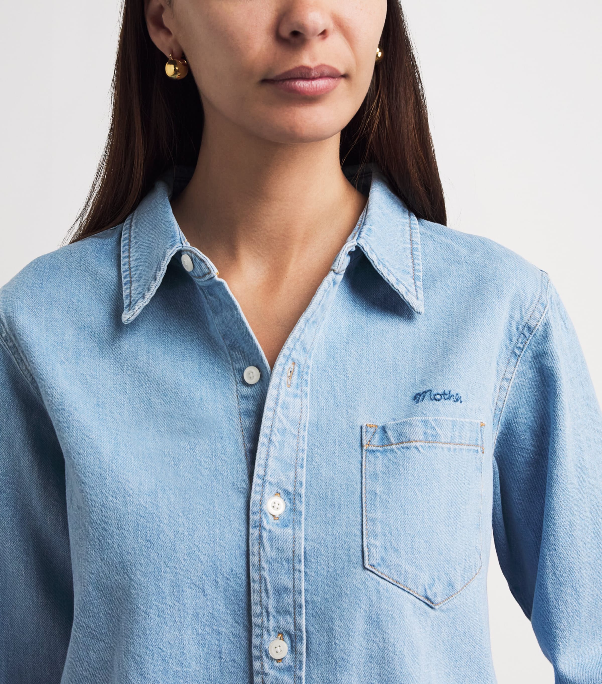 MOTHER Womens Denim Honor Roll Shirt Grand Slam Image 3