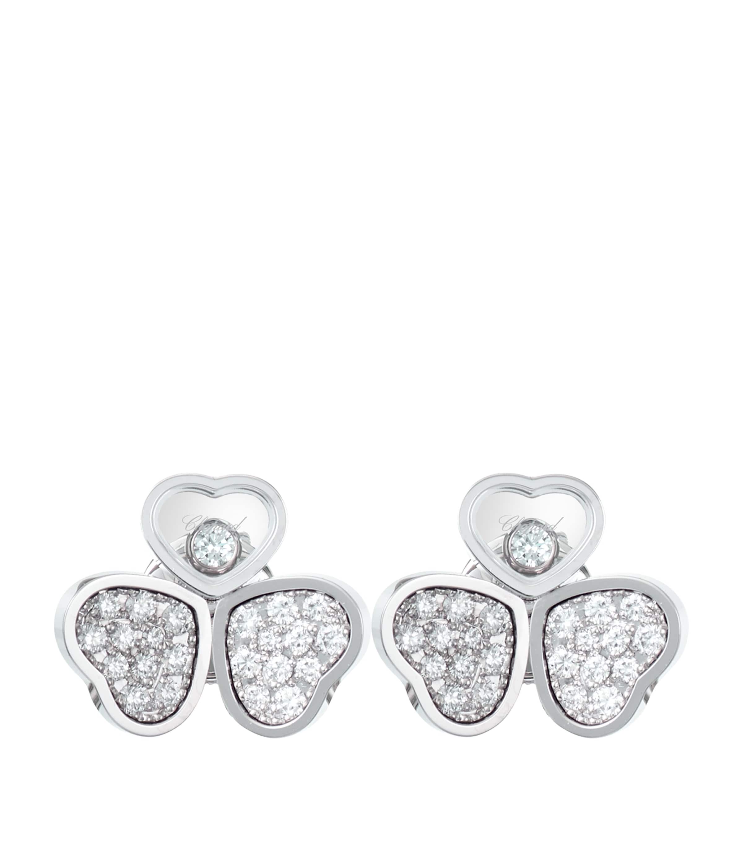 White Gold and Diamond Happy Hearts Wings Earrings 18K WHITE GOLD Image 3