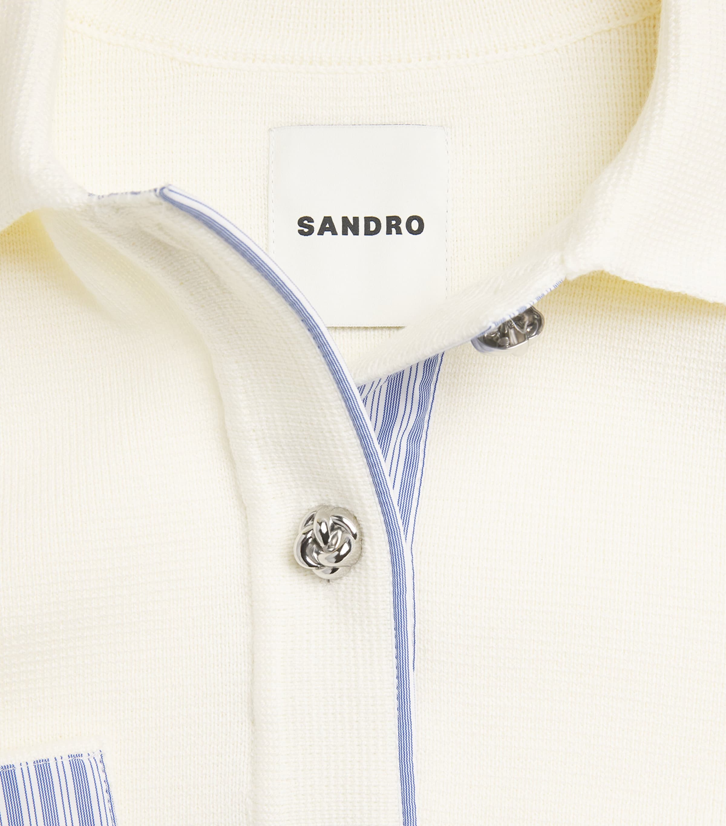 Sandro Paris Womens Wool-Blend Contrast-Trim Cardigan Ecru Image 6