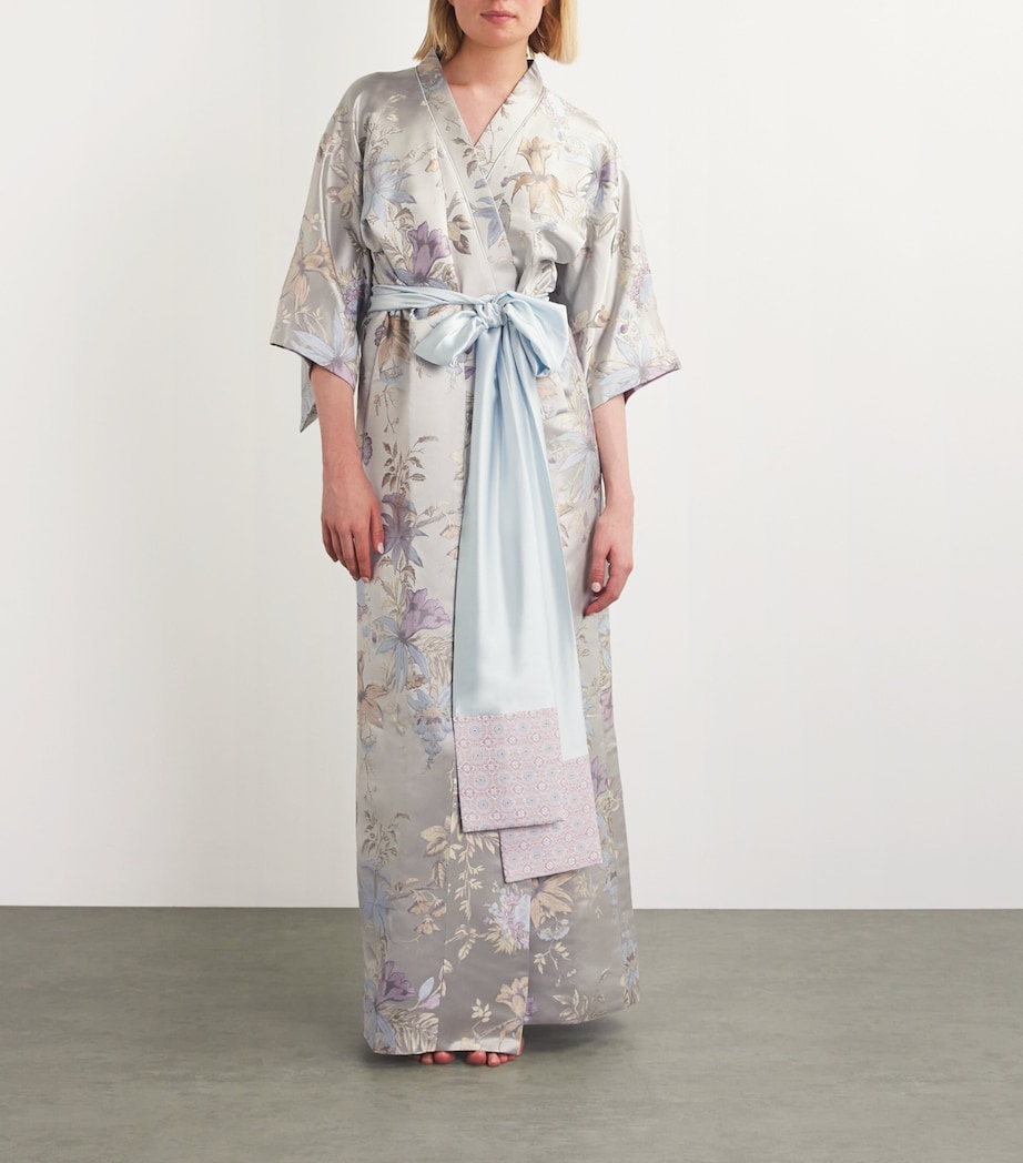 Silk Floral Kimono AMETHYST & IVORY Image 2