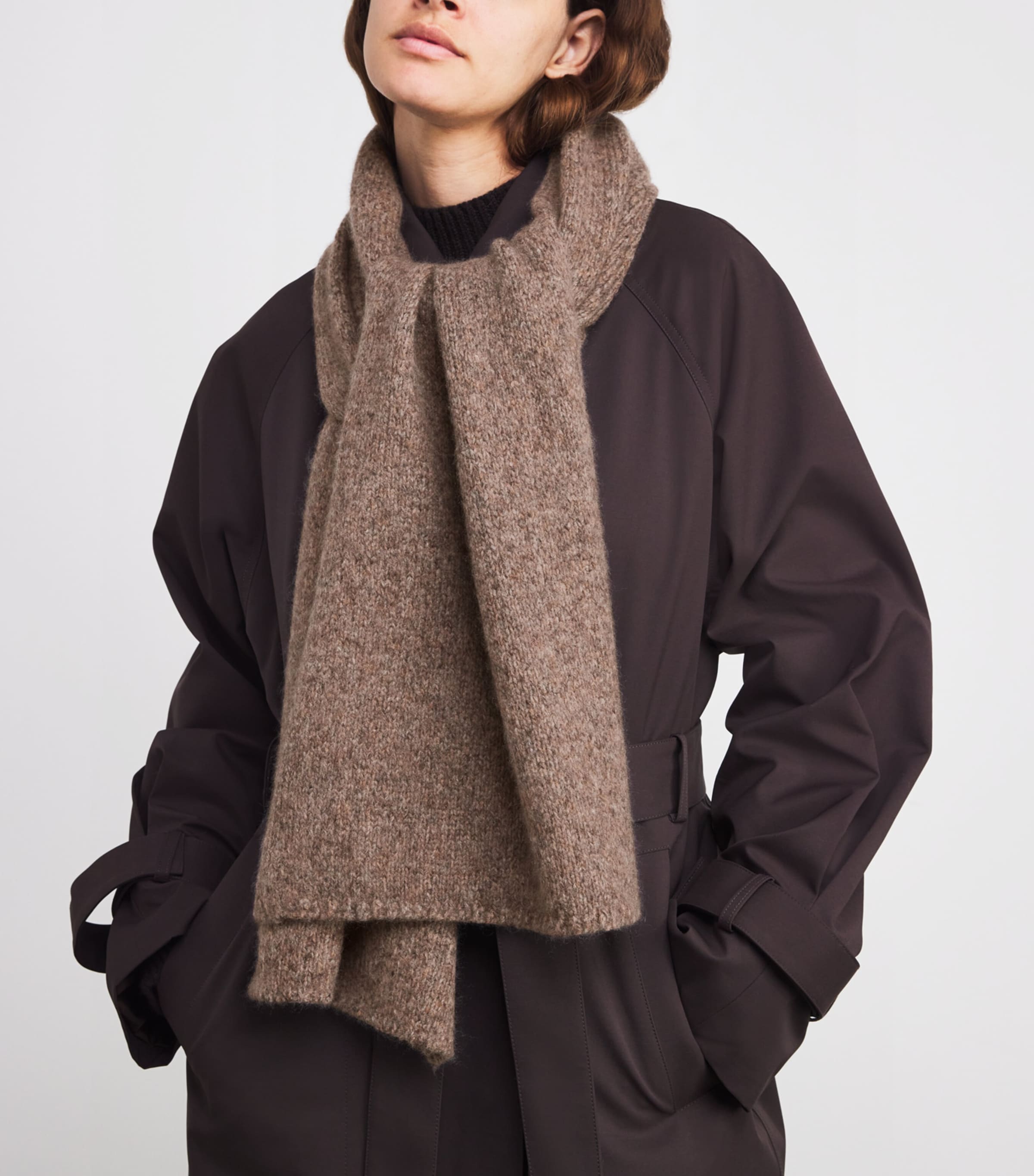 Cashmere-Silk Bouclé Scarf HB4415 MOLASSES MIX Image 2