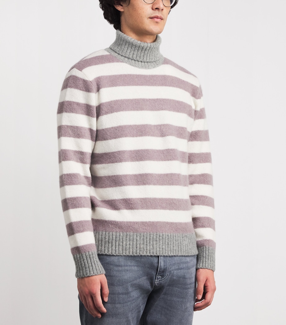 Cashmere-Blend Stripe Rollneck Sweater PANNA, MIRTILLO E GR Image 3