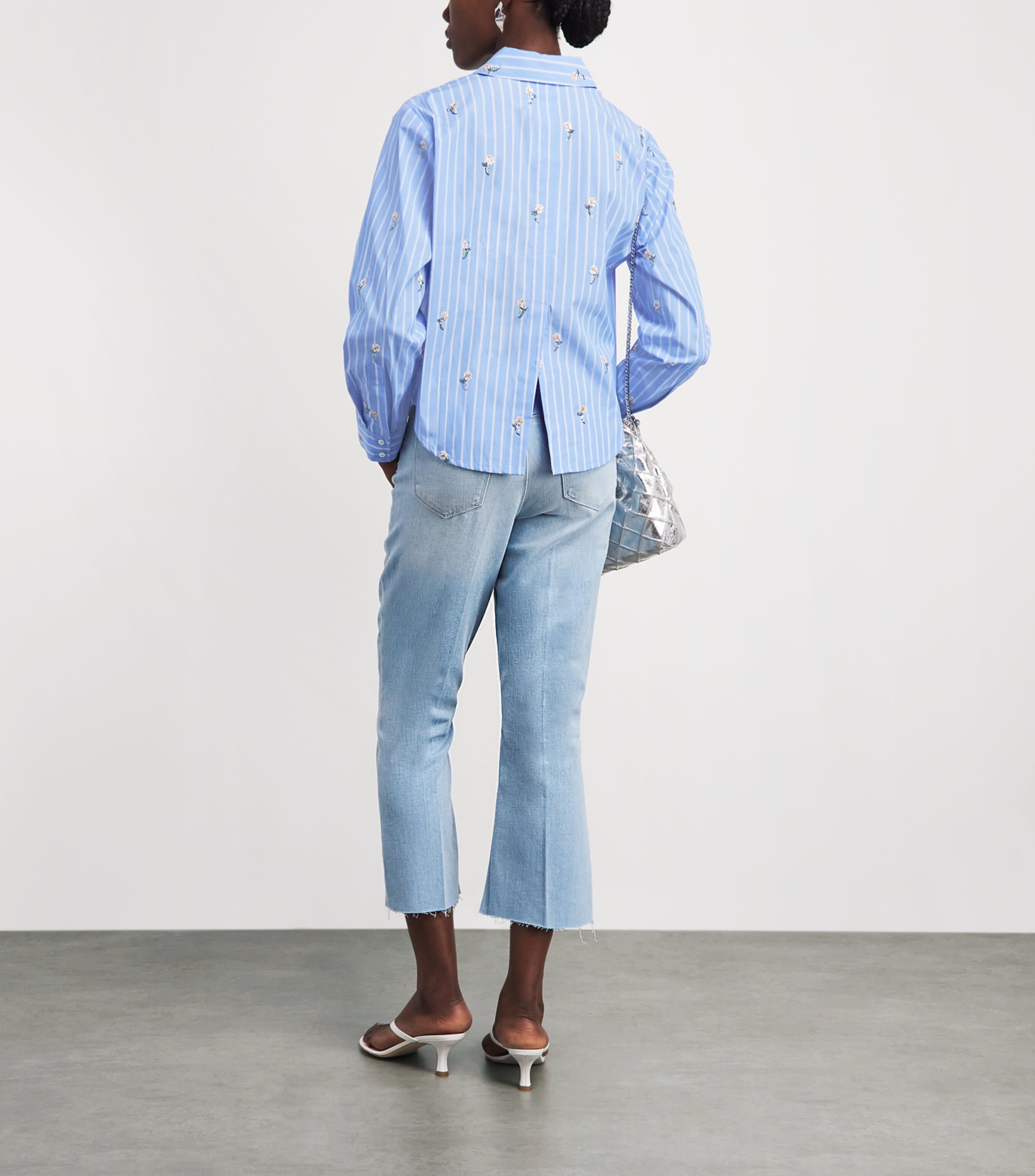 L'Agence Womens Sequinned Stripe Cosette Shirt Blu Strpe/squin Flwr Image 2