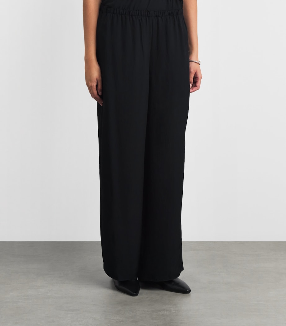 Theory Womens Crepe Wide-Leg Trousers Black Image 4