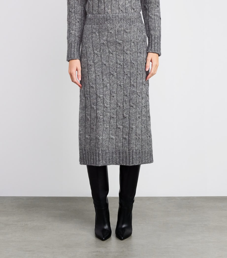 Cotton-Alpaca-Wool Midi Skirt DARK GREY Image 3