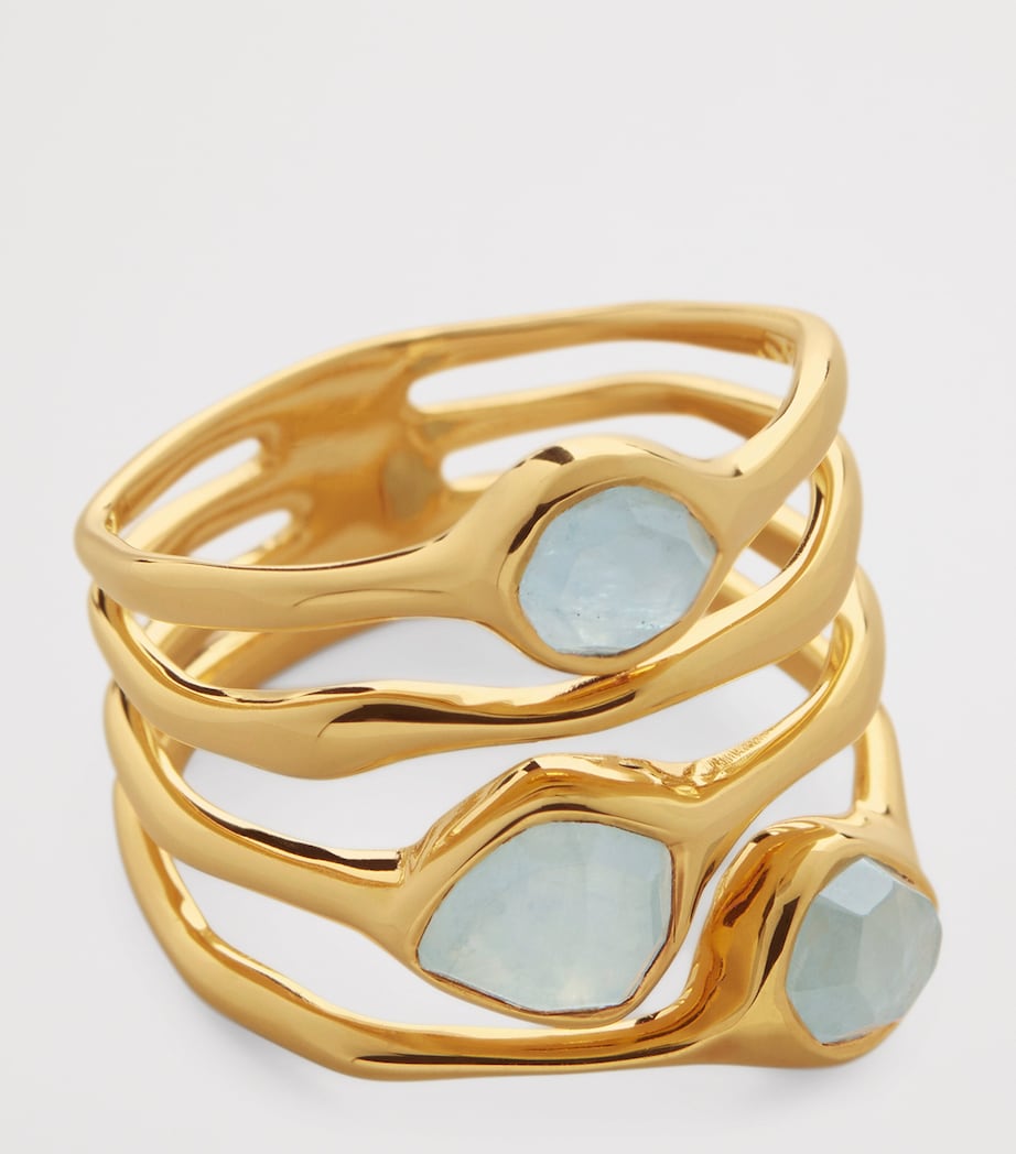 Gold Vermeil and Aquamarine Gemstone Stacked Siren Ring 18K GOLD VERMEIL Image 2