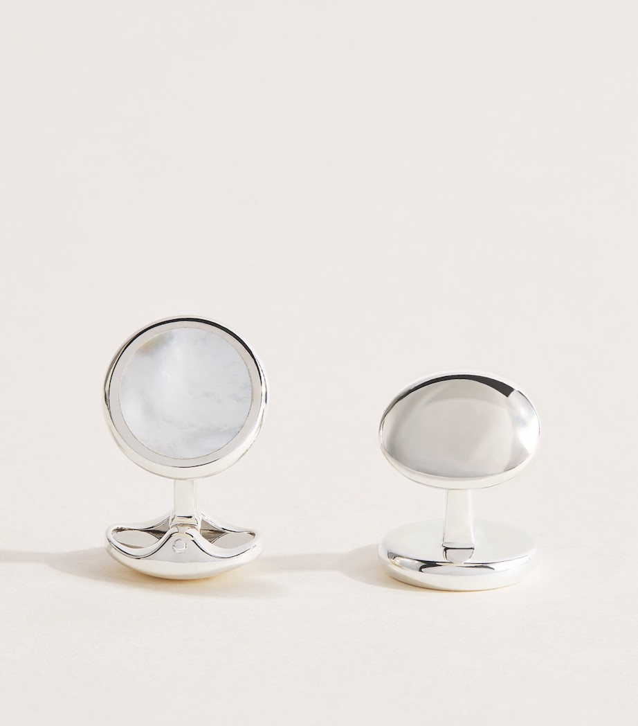 Deakin & Francis Sterling Silver Mother-Of-Pearl Round Cufflinks Silver Image 1