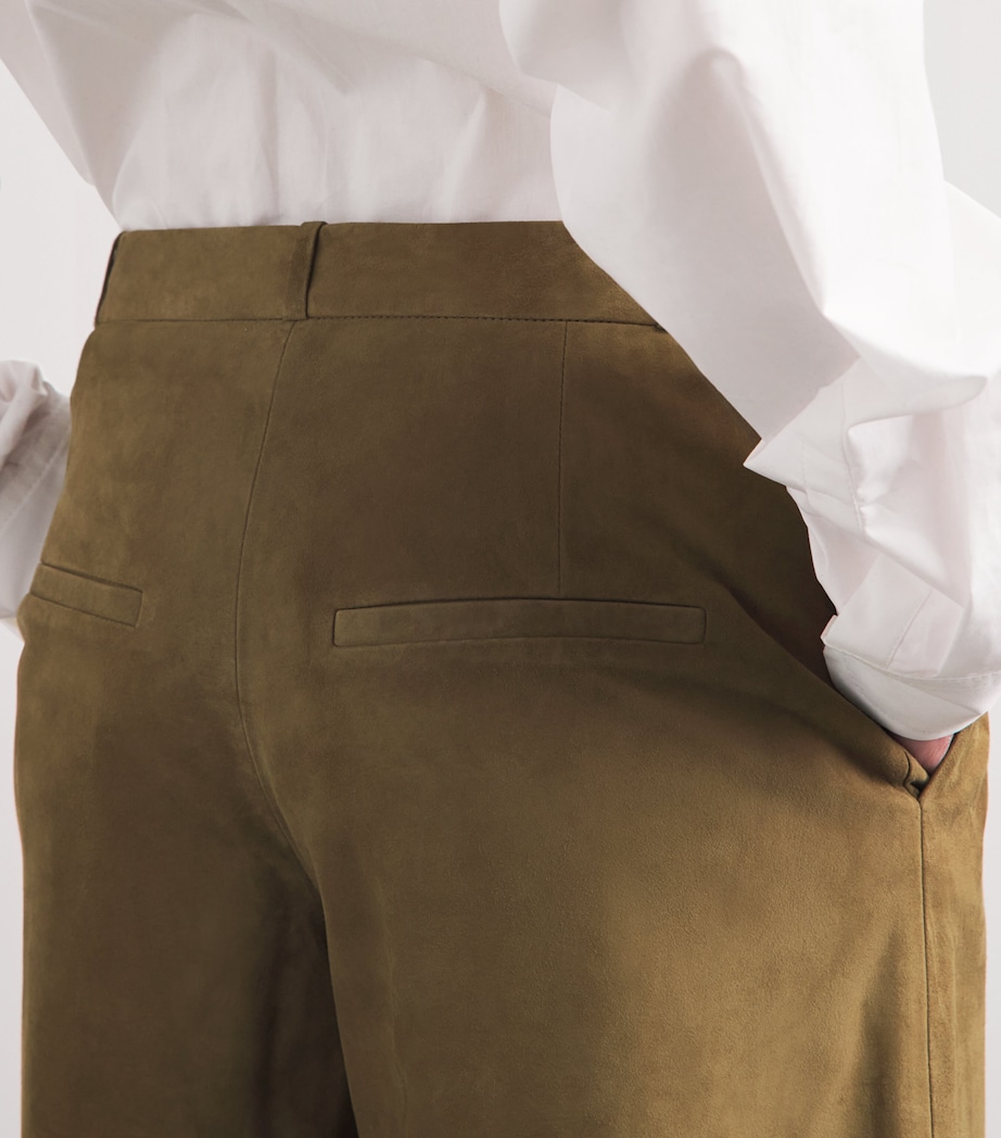 Arma Womens Lamb Suede Tailored Shorts Olive Image 3