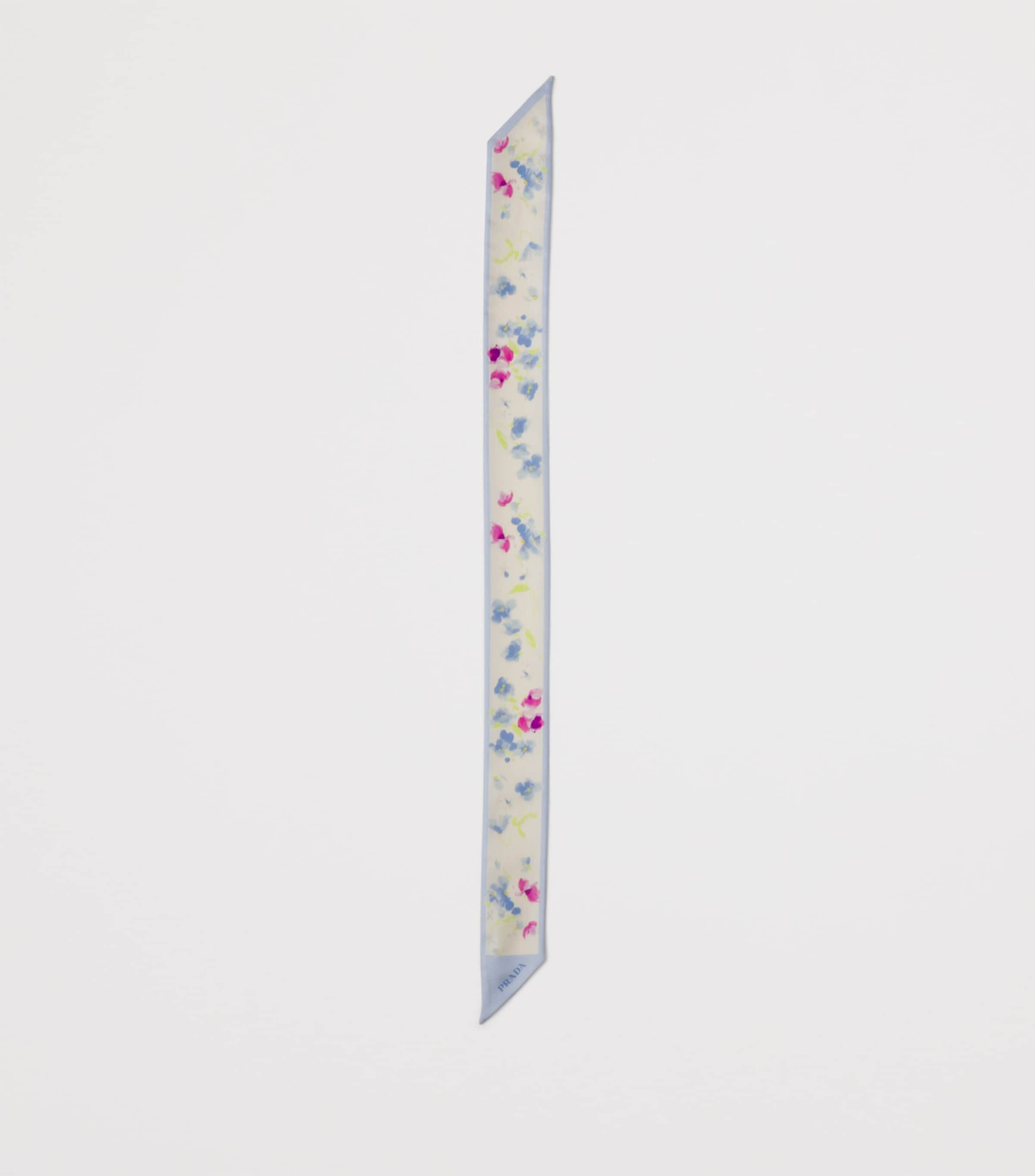 Silk Bouquet Print Skinny Scarf F04RT Image 3