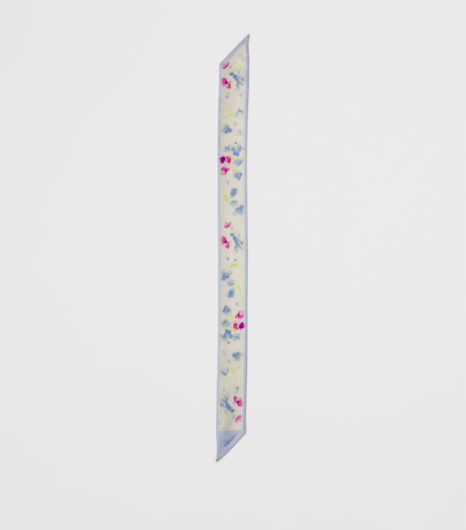 Silk Bouquet Print Skinny Scarf F04RT Image 3