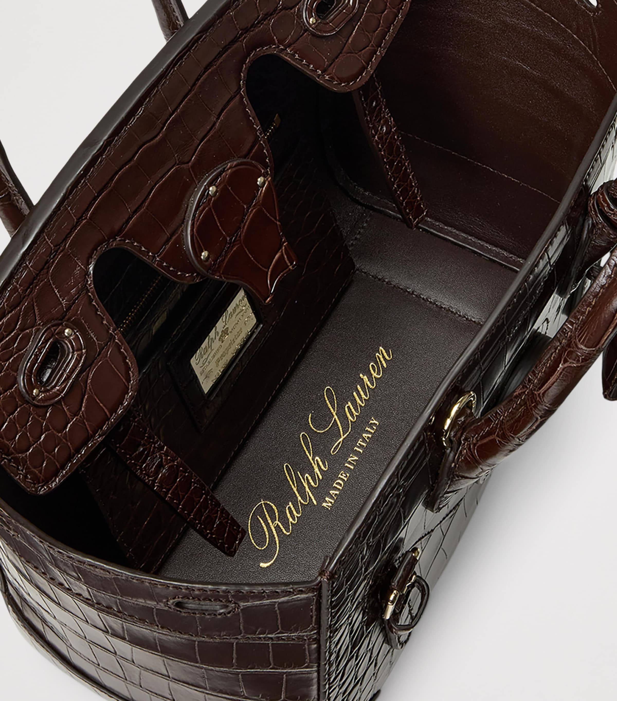 Ralph Lauren Collection Brown Alligator Leather Ricky 27 Top