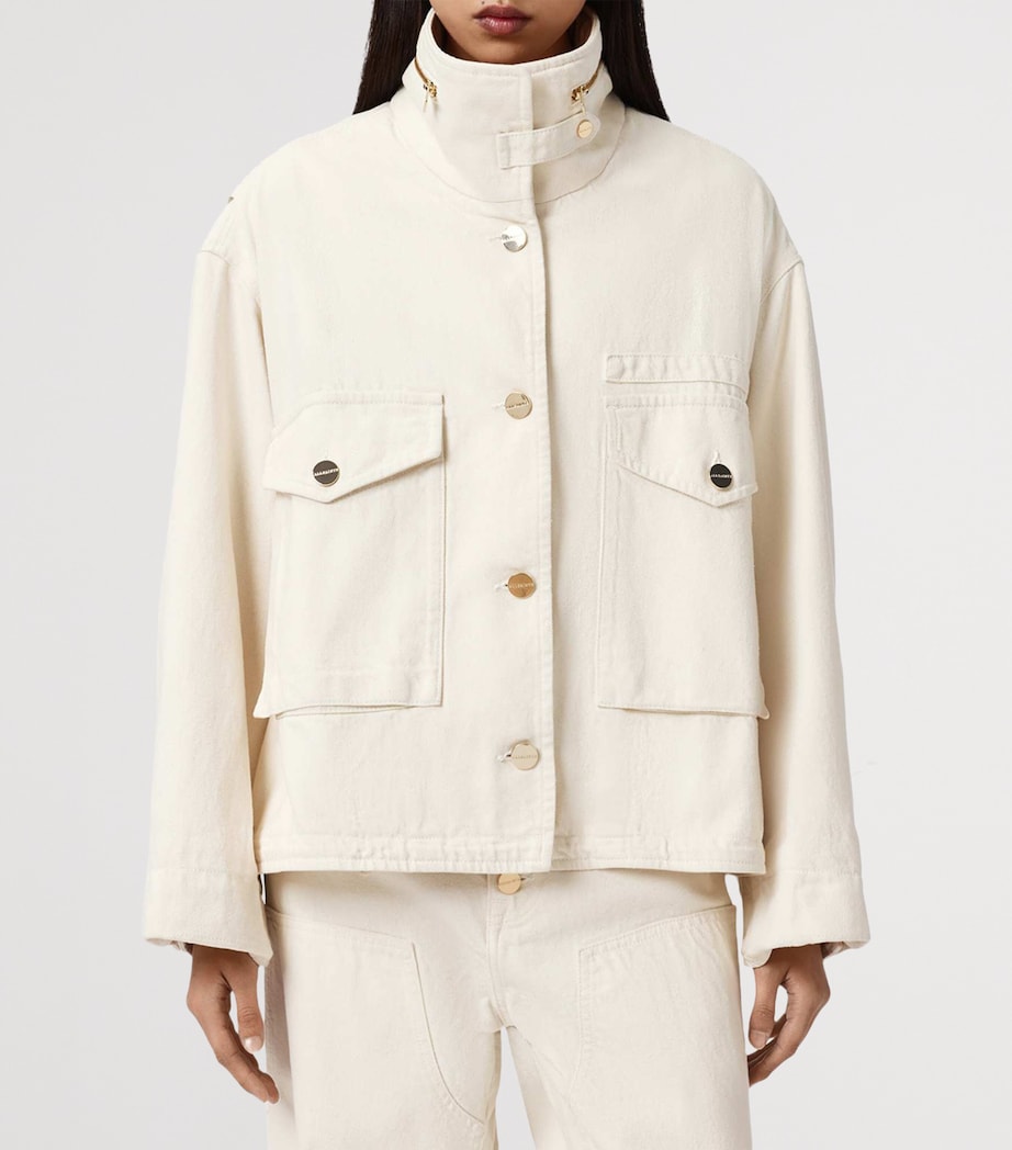 AllSaints Womens Denim Clay Jacket Ecru White Image 7