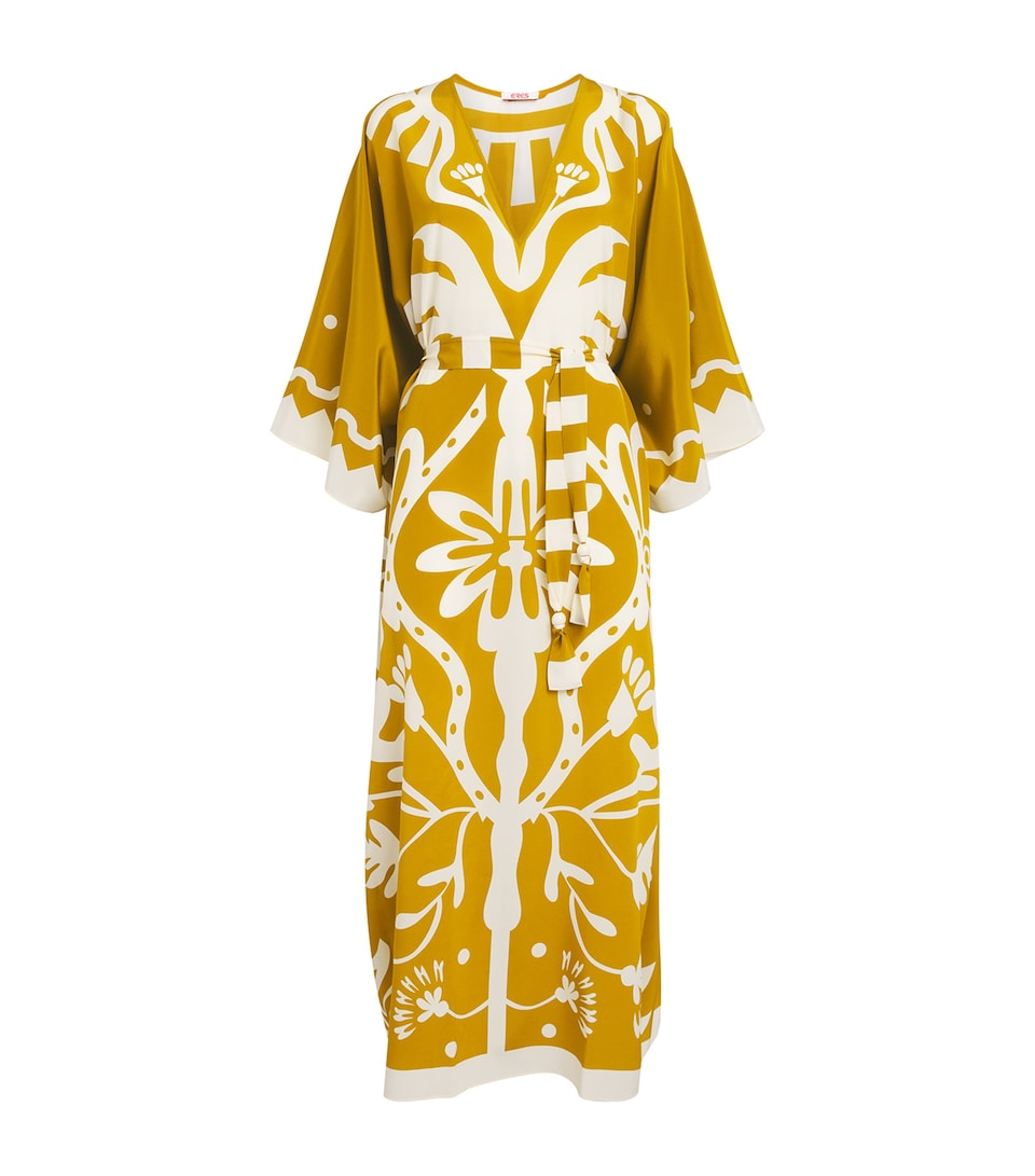 Eres Silk Printed Holi Kaftan Or/panama