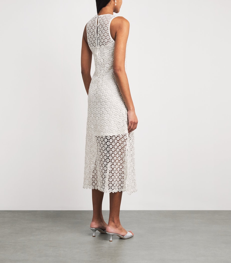 Maje Womens Embellished Crochet Midi Dress White Image 4