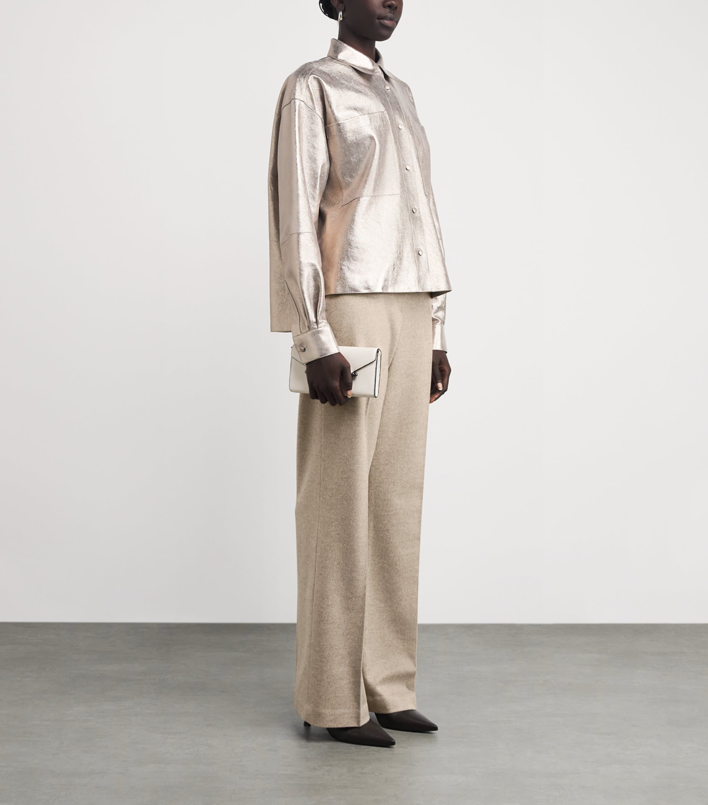 Wool-Cashmere Belted Trousers HICKORY MELANGE Image 2