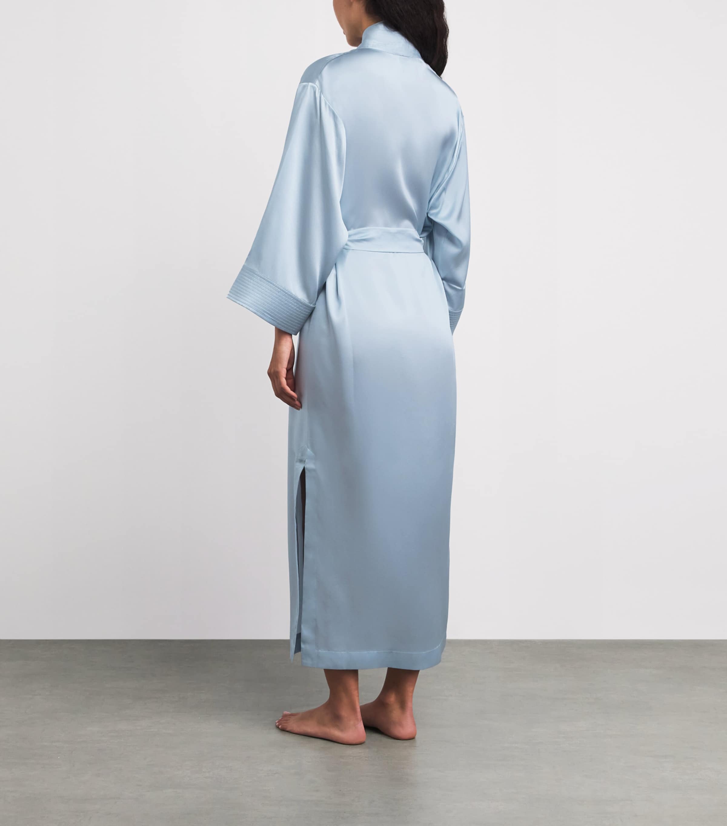 Loretta Caponi Womens Silk Nicla Robe Ice Water Image 4