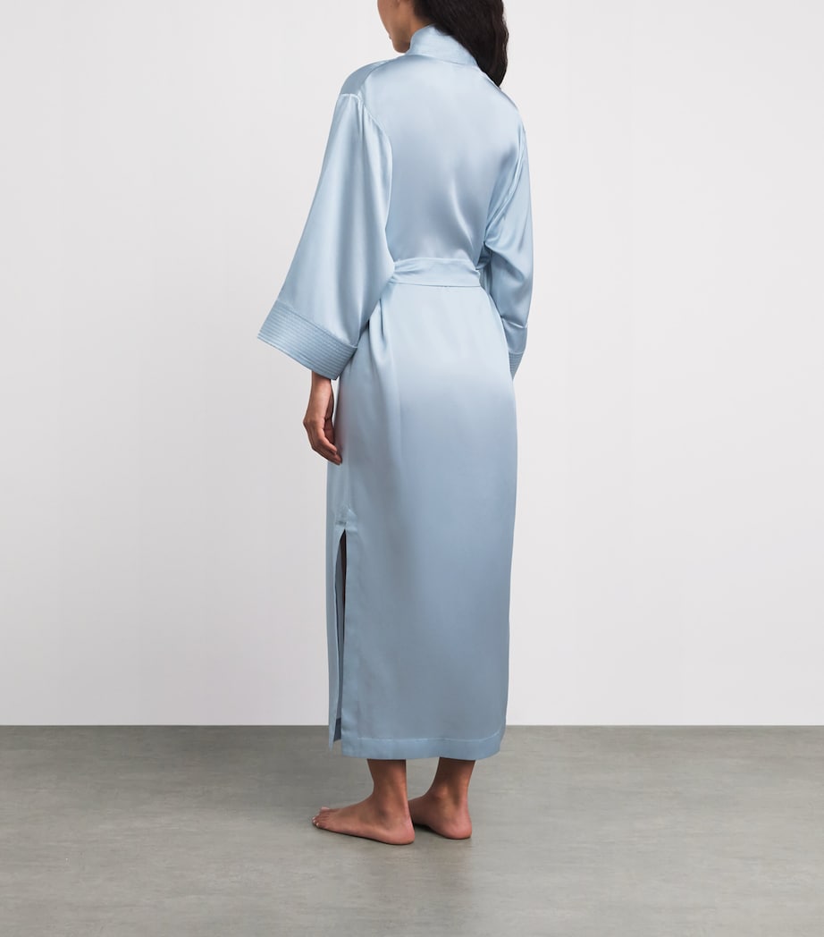 Loretta Caponi Womens Silk Nicla Robe Ice Water Image 4