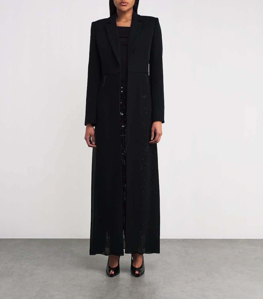 Chiffon-Trimmed Blazer 001 BLACK Image 3