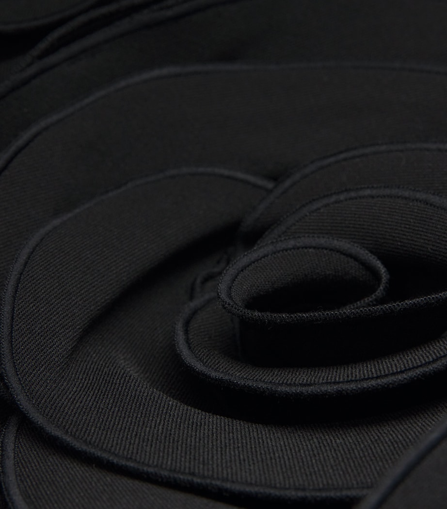 Crepe 3D Flower Mini Dress BLACK Image 5