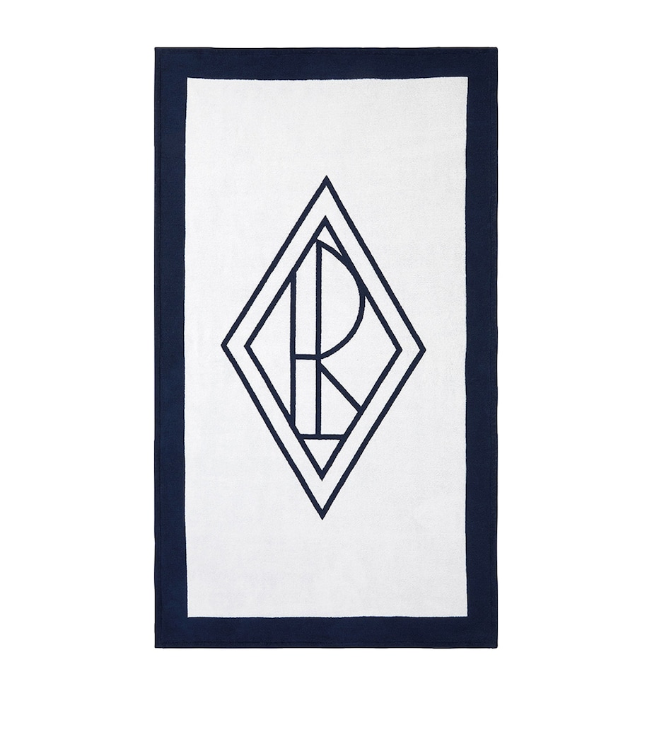 Blair Beach Towel (100cm x 170cm) WHITE NAVY Image 1
