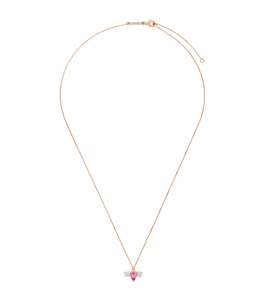 Rose Gold, Diamond and Sapphire Queen Bee Bella Necklace PINK Image 1