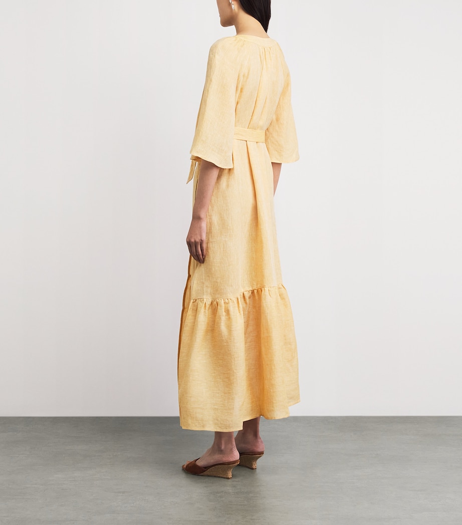 Eres Womens Linen Audacieuse Wrap Midi Dress Orge Image 4
