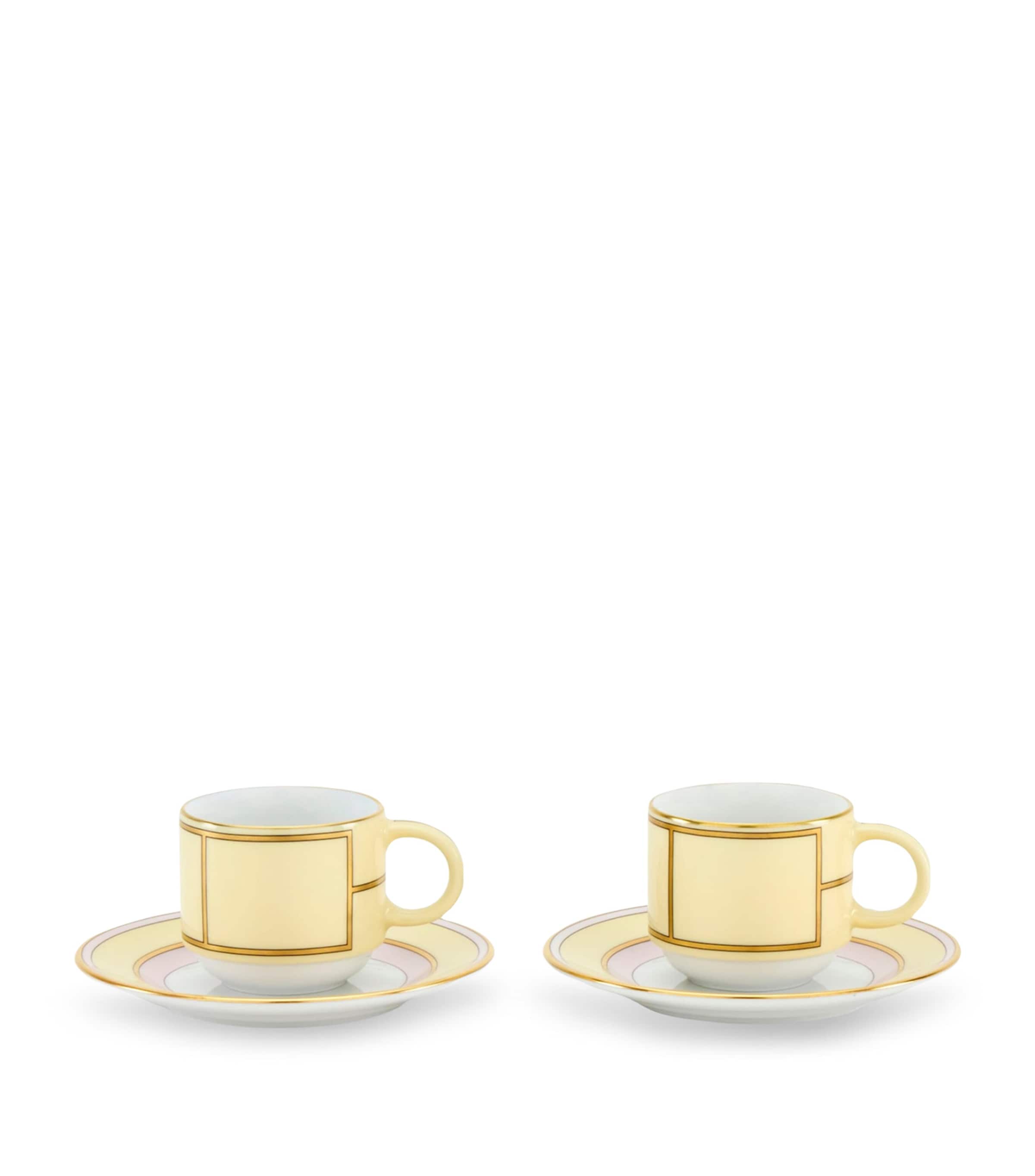 Ginori 1735 Set Of 2 Colonna Diva Giallo Coffee Cups And Saucers In Yellow
