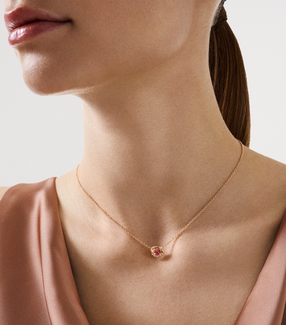 Piaget Rose Gold and Pink Sapphire Rose Pendant Necklace Rose Gold Image 2