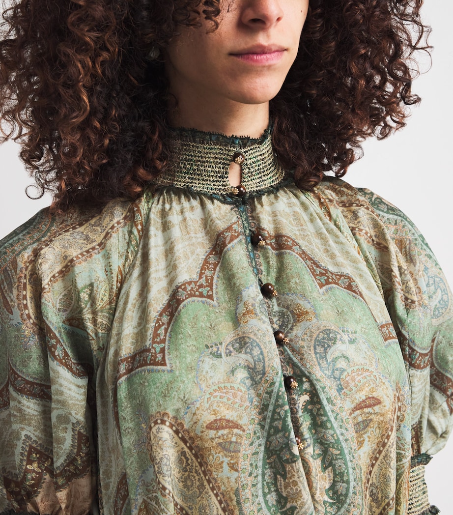 Silk Printed Wanderlust Maxi Dress TPSTRY TEAL MLTITPTM Image 5