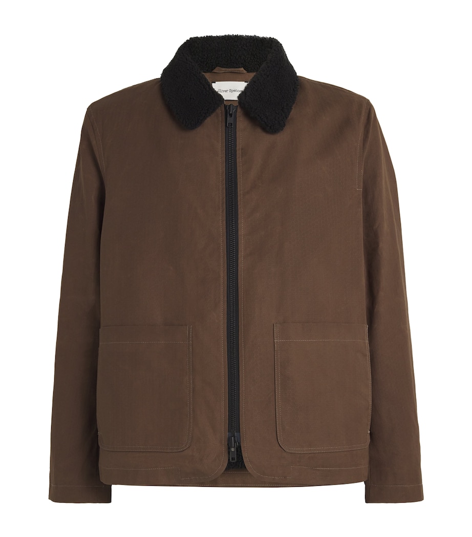 Oliver Spencer Mens Waxed Lambeth Field Jacket Khaki Image 1