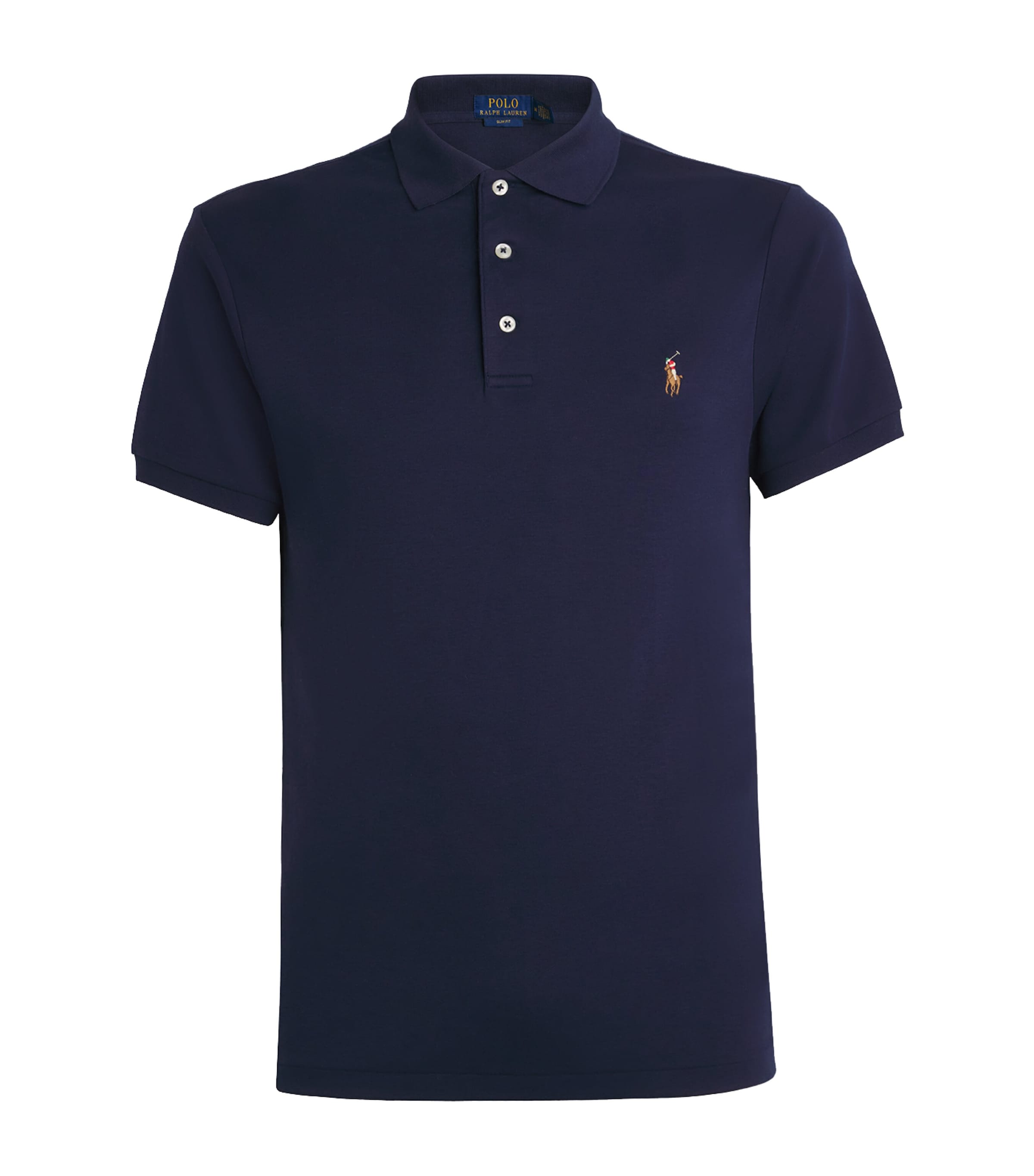 Polo Ralph Lauren Mens Cotton Slim-Fit Polo Shirt French Navy Image 1
