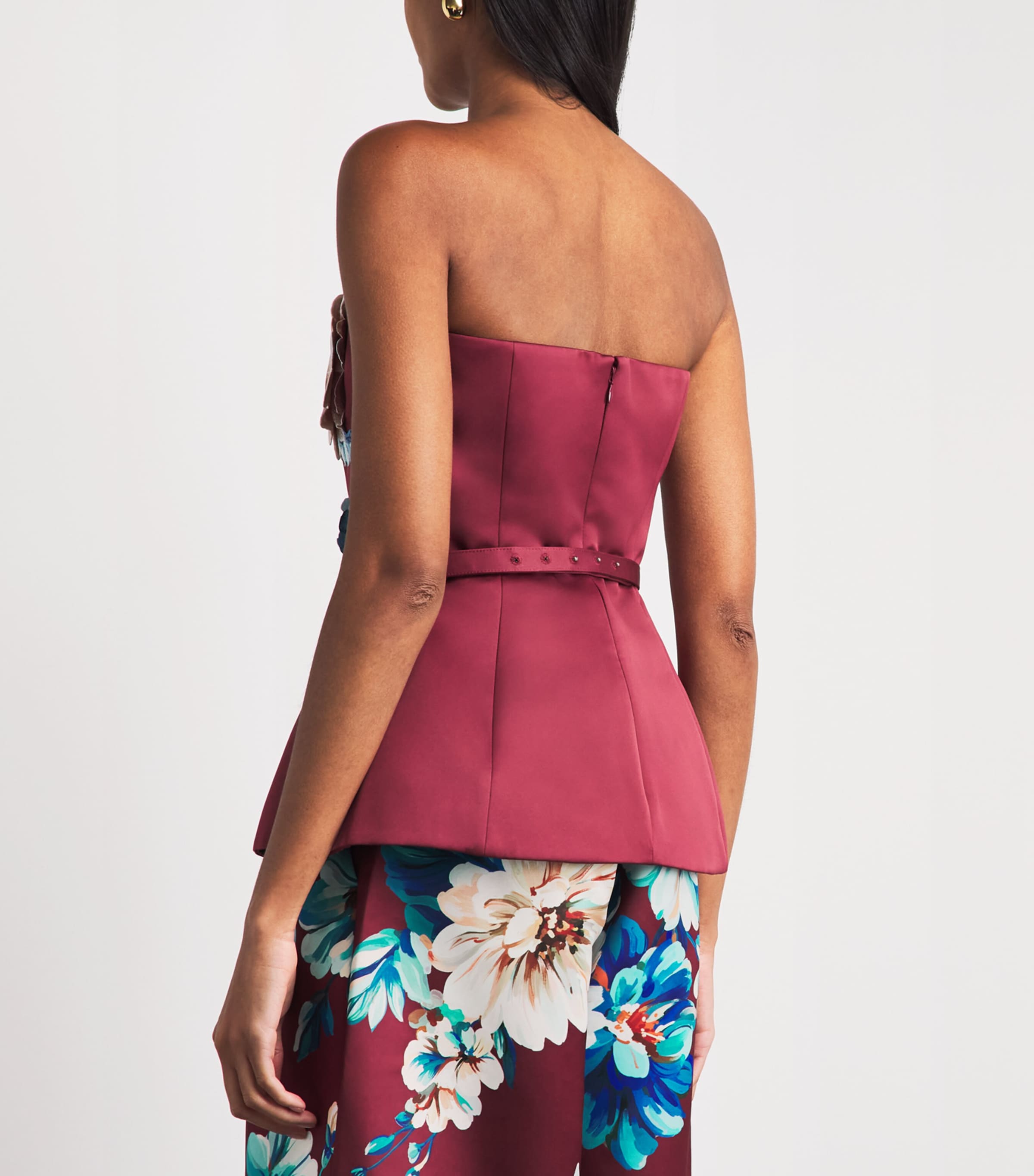 LEO LIN Womens Floral Embroidered Nadia Bustier Top Cosmos Print Image 5