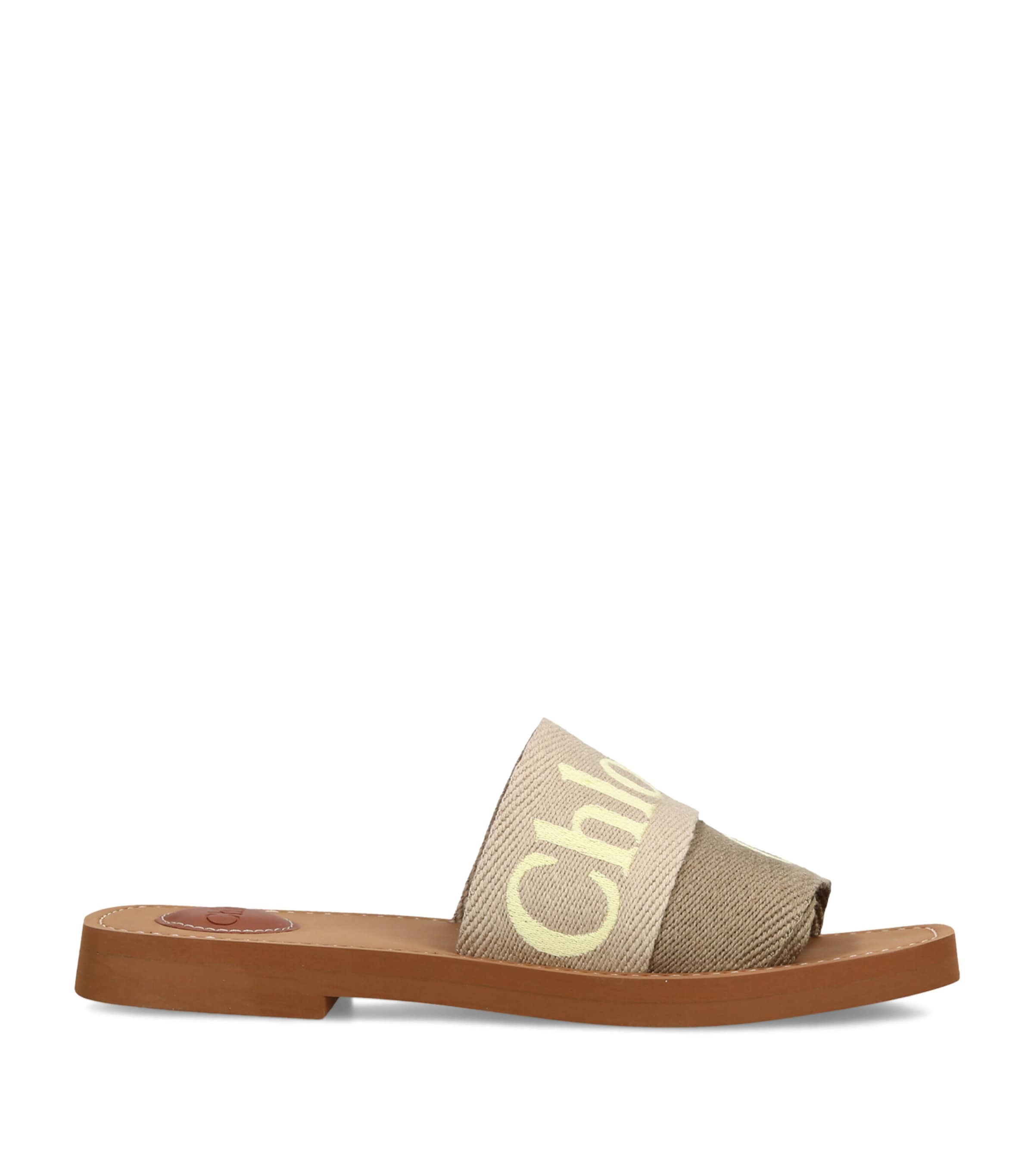 Chloé Canvas Jacquard Woody Sandals Beige Comb Image 1