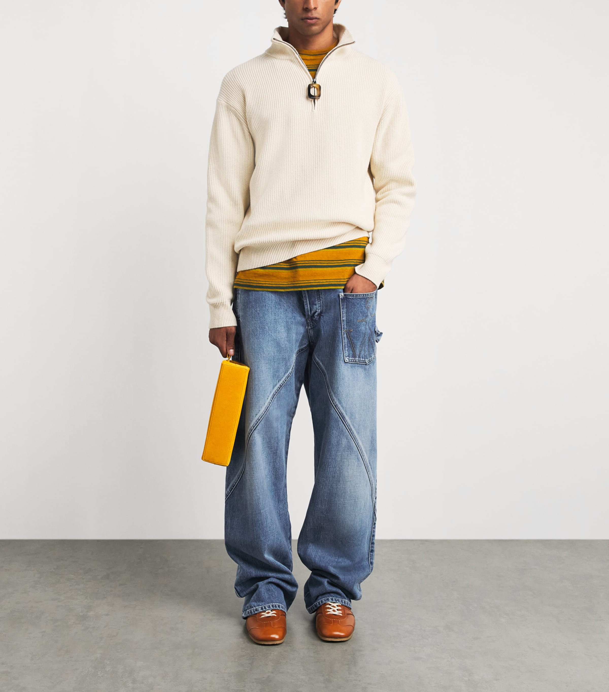 JW Anderson Mens Twisted Workwear Jeans Mid Blue Image 2