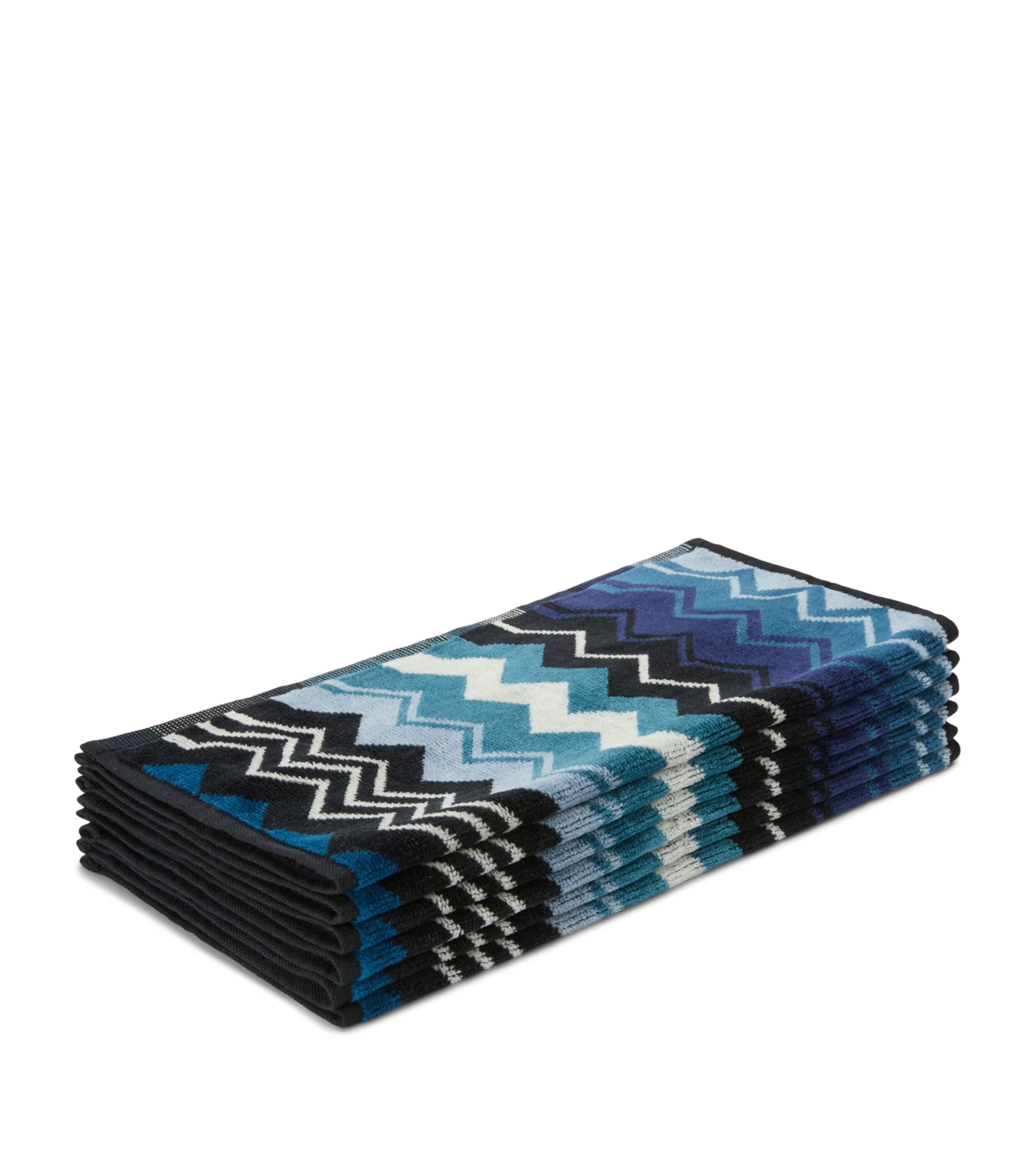 Missoni Home Set of 6 Giacomo Facecloths (30cm x 30cm) Blue Image 1