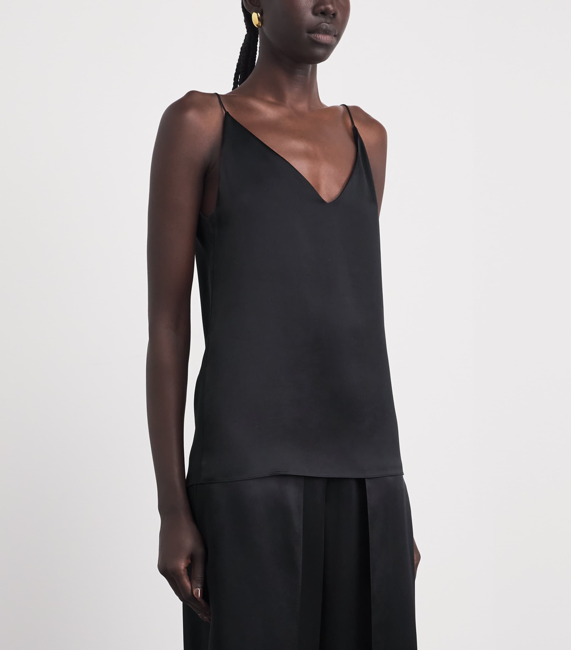 Eleventy Womens Silk V-Neck Cami Top Nero Image 4