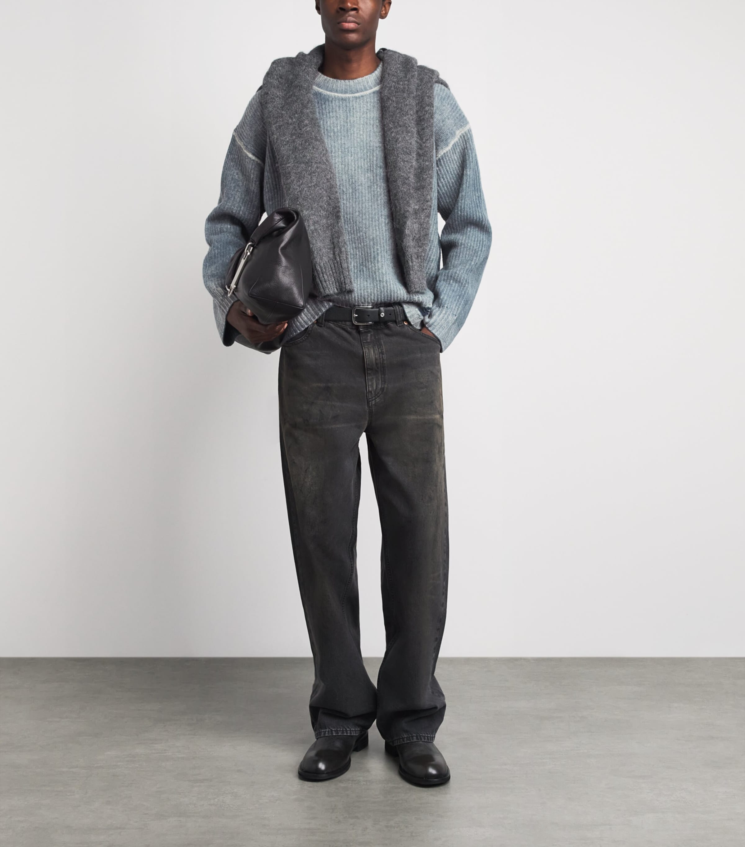 Represent Mens Wool Reversible Fade Out Sweater Petrol Image 2