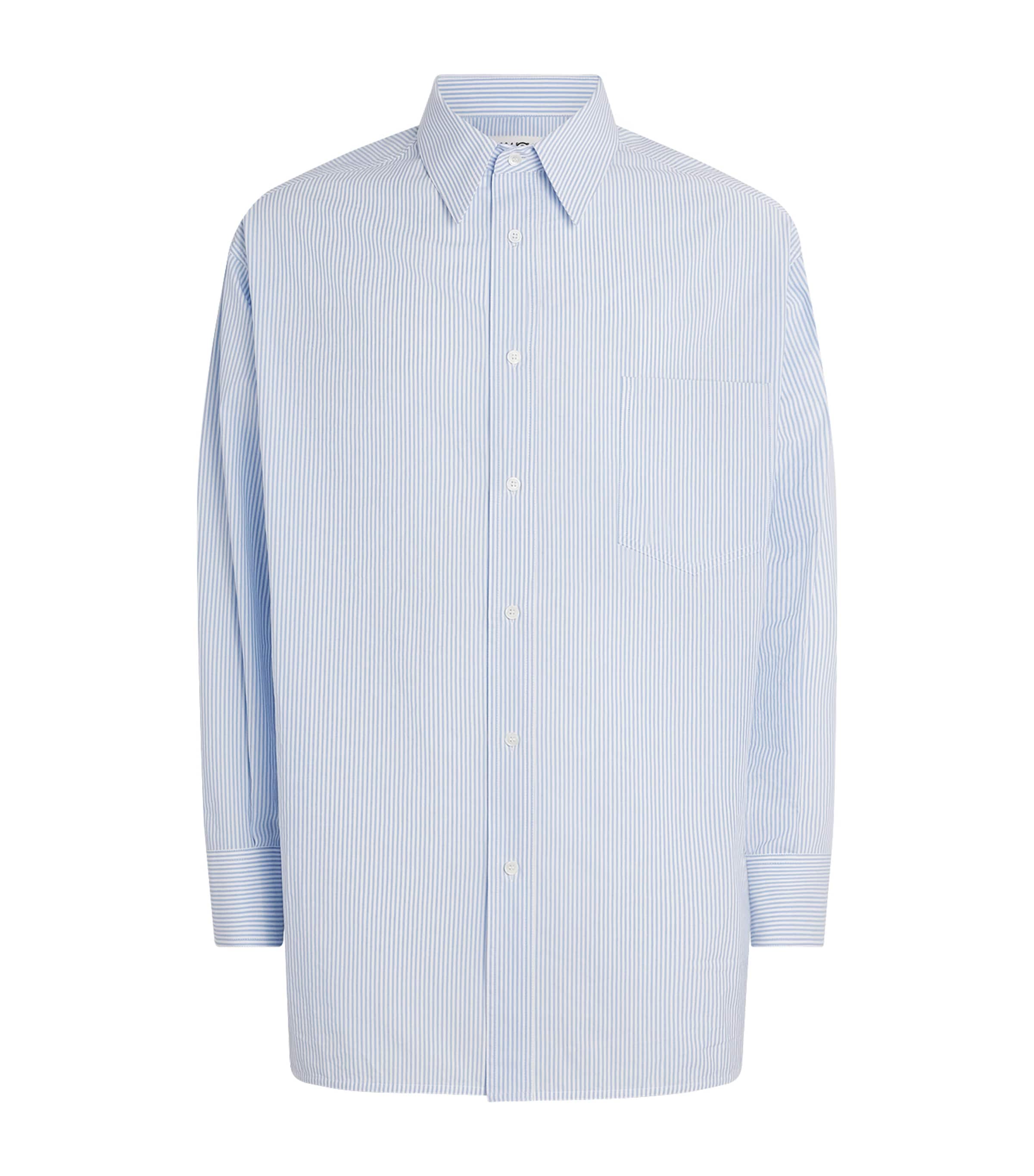 MM6 Maison Margiela Mens Cotton Poplin Stripe Shirt White/light Blue Image 1