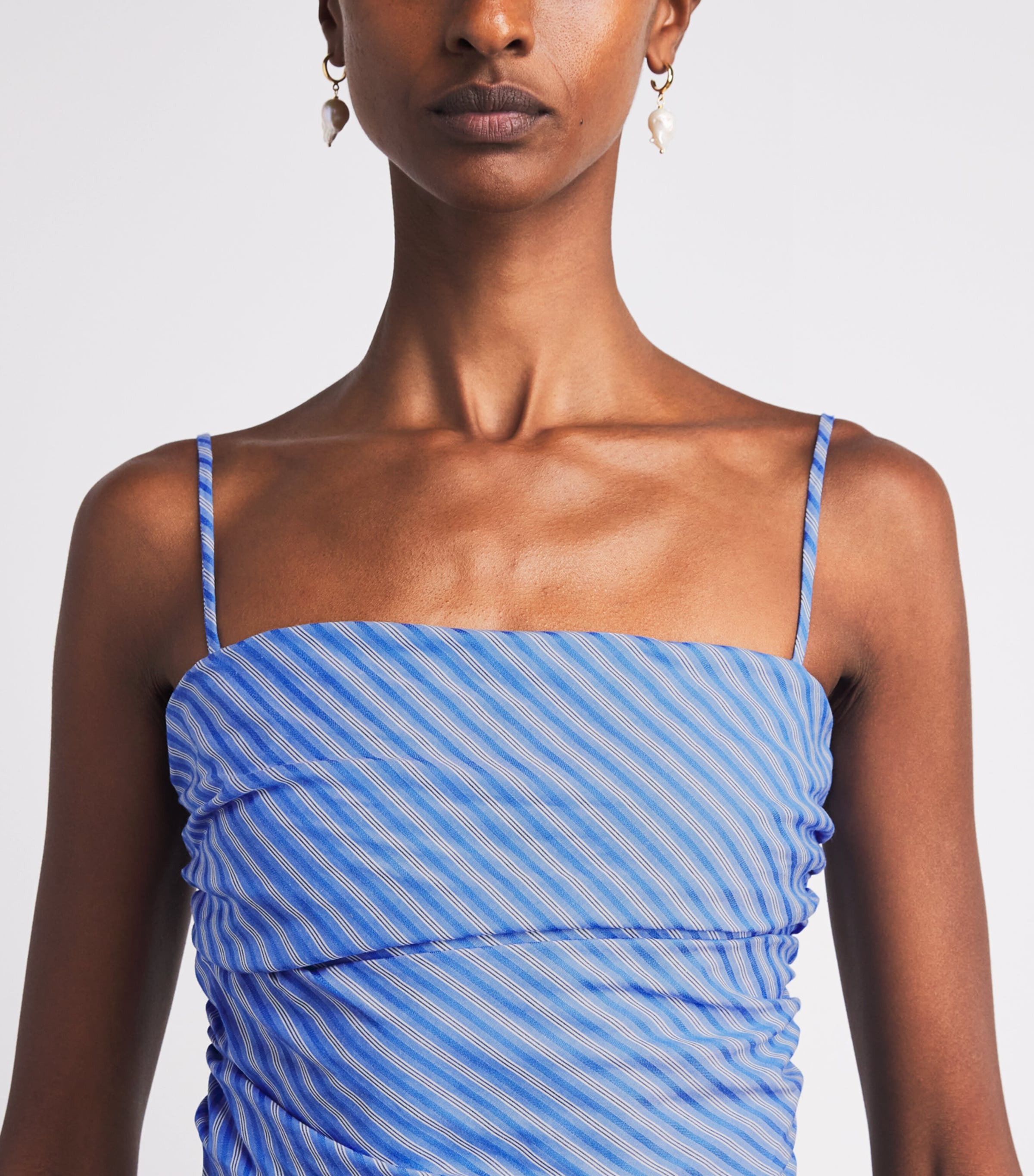 Faithfull The Brand Womens Cotton Stripe Portlligat Maxi Dress Joao Strp Azlejo Blu Image 3
