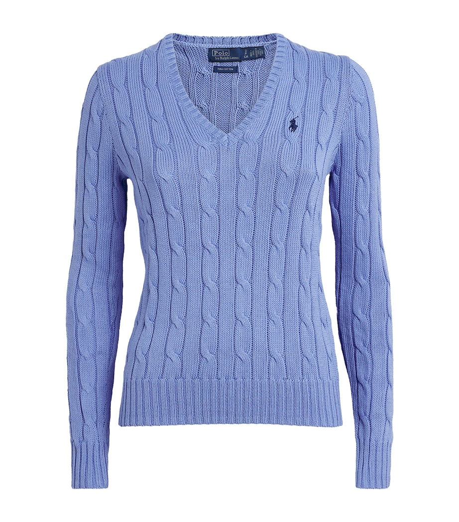 Pima Cotton V-Neck Julianna Sweater NEW LITCHFIELD BLUE Image 1