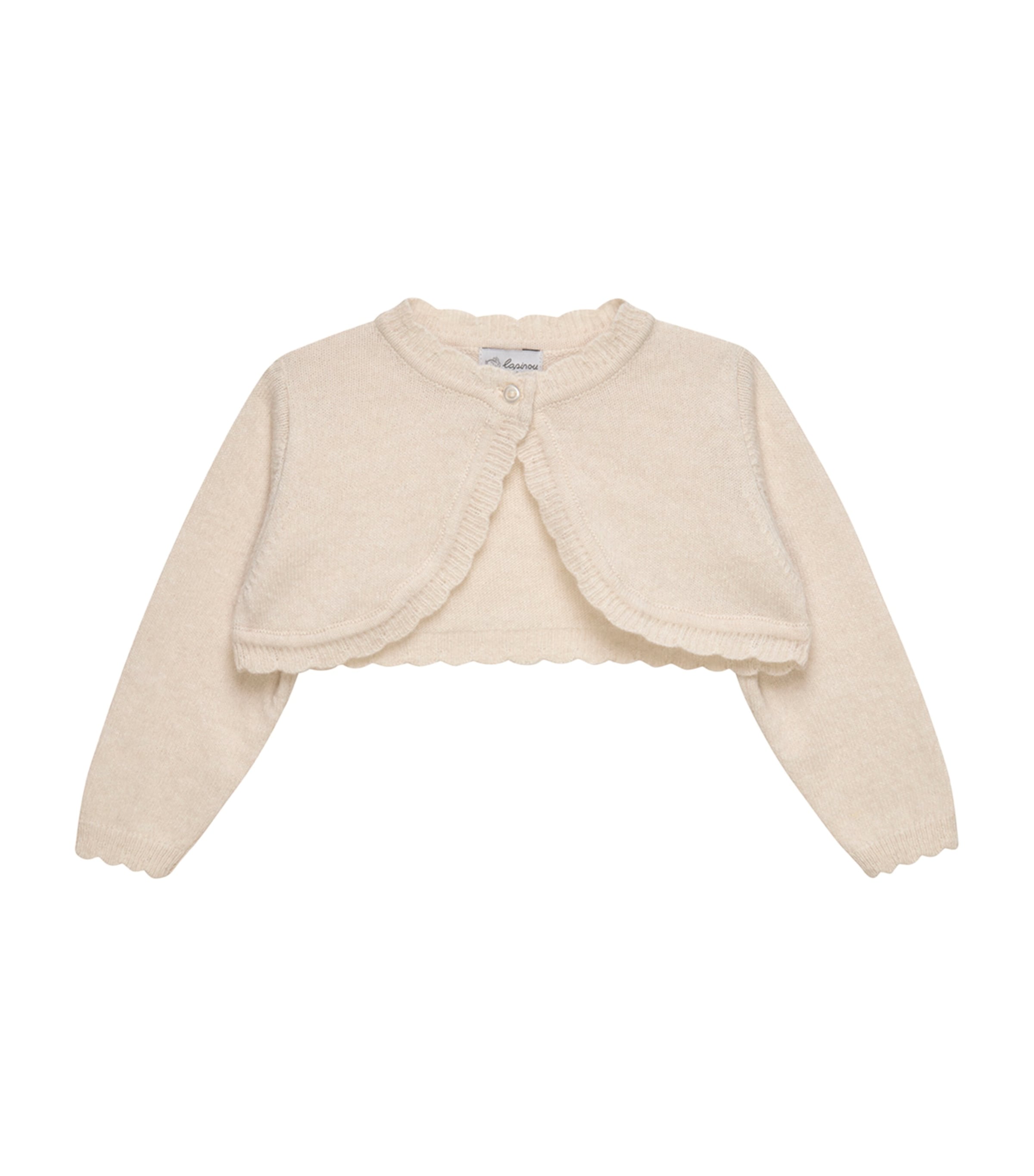 Trotters Merino-Cashmere Clara Cropped Cardigan (Newborn-9 Months) White Image 1