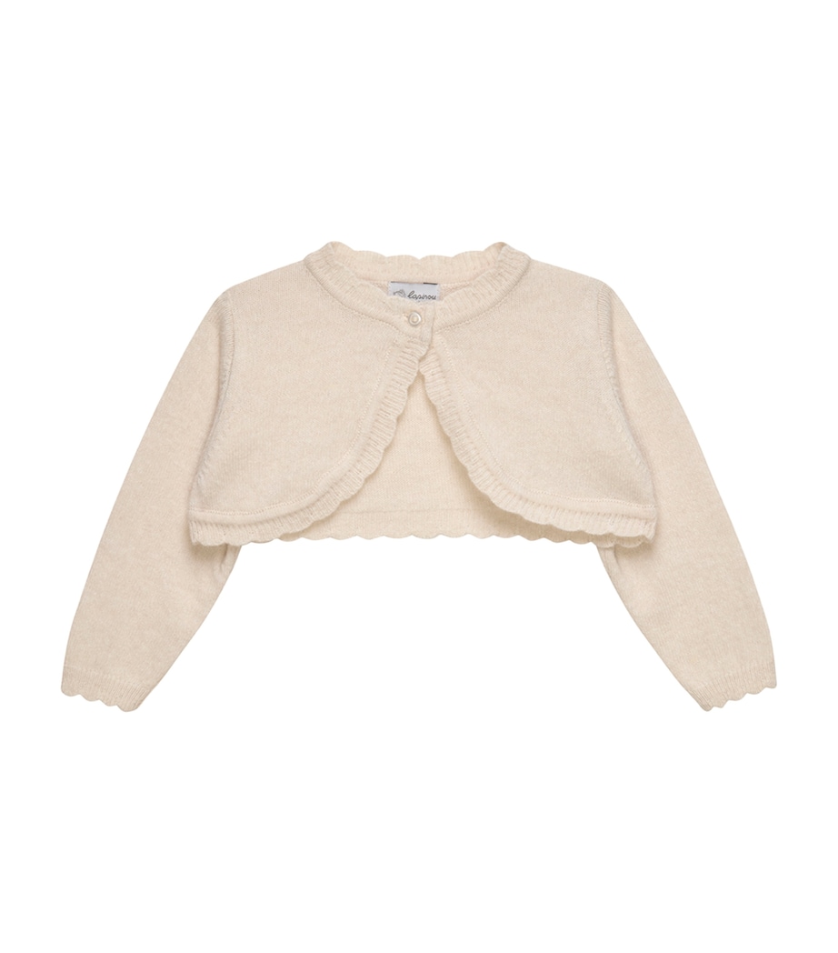 Trotters Merino-Cashmere Clara Cropped Cardigan (Newborn-9 Months) White Image 1