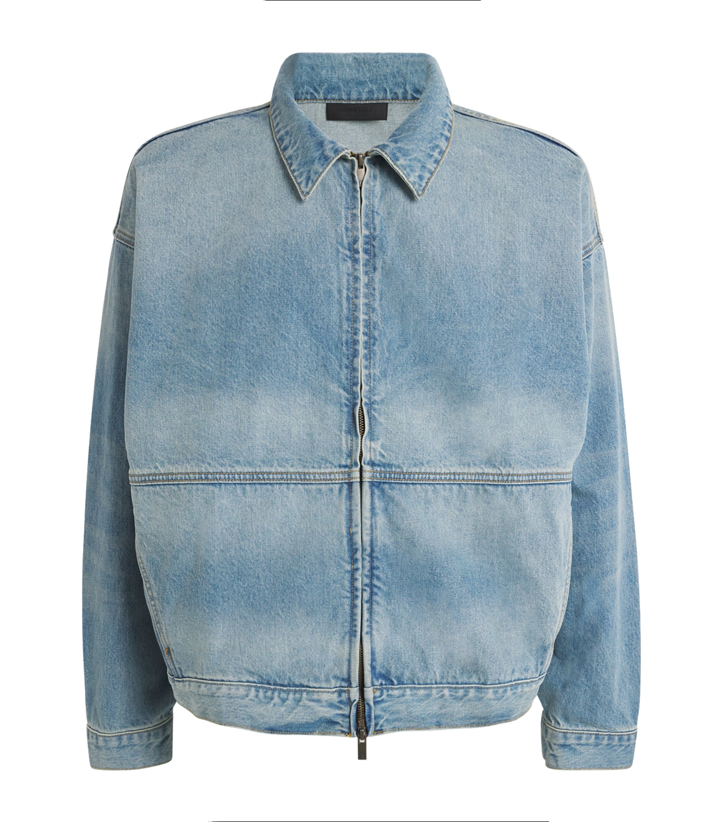 FEAR OF GOD ESSENTIALS Mens Denim Zip-Up Jacket Vintage Blue Image 1